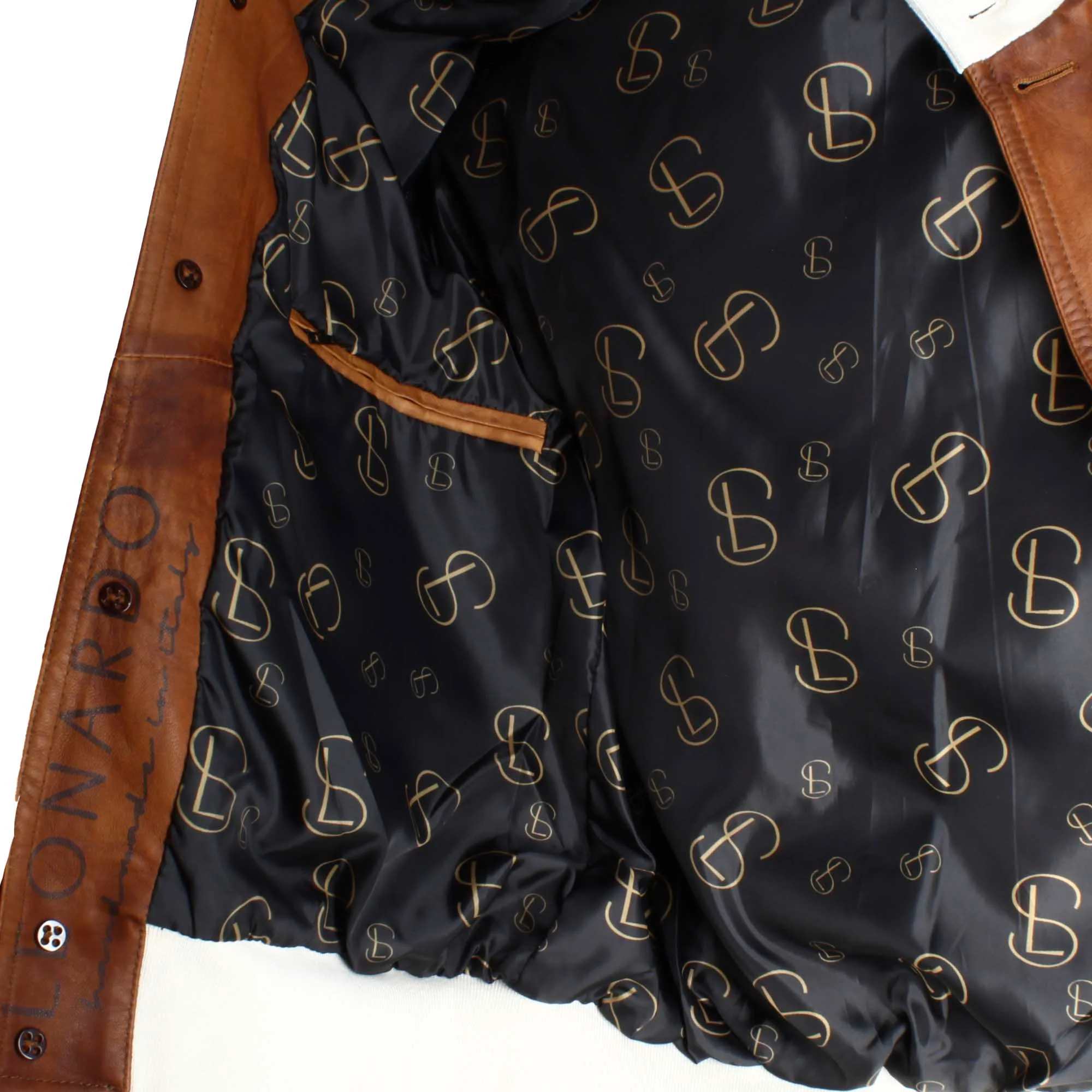 Giacca bomber Cefalù da uomo in pelle marrone - Image 3