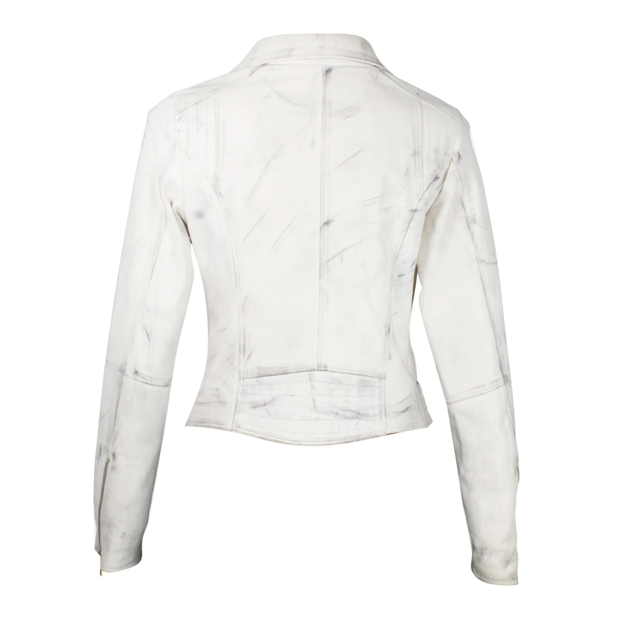 Giacca da donna in pelle bianco maculato con doppio petto - Image 3