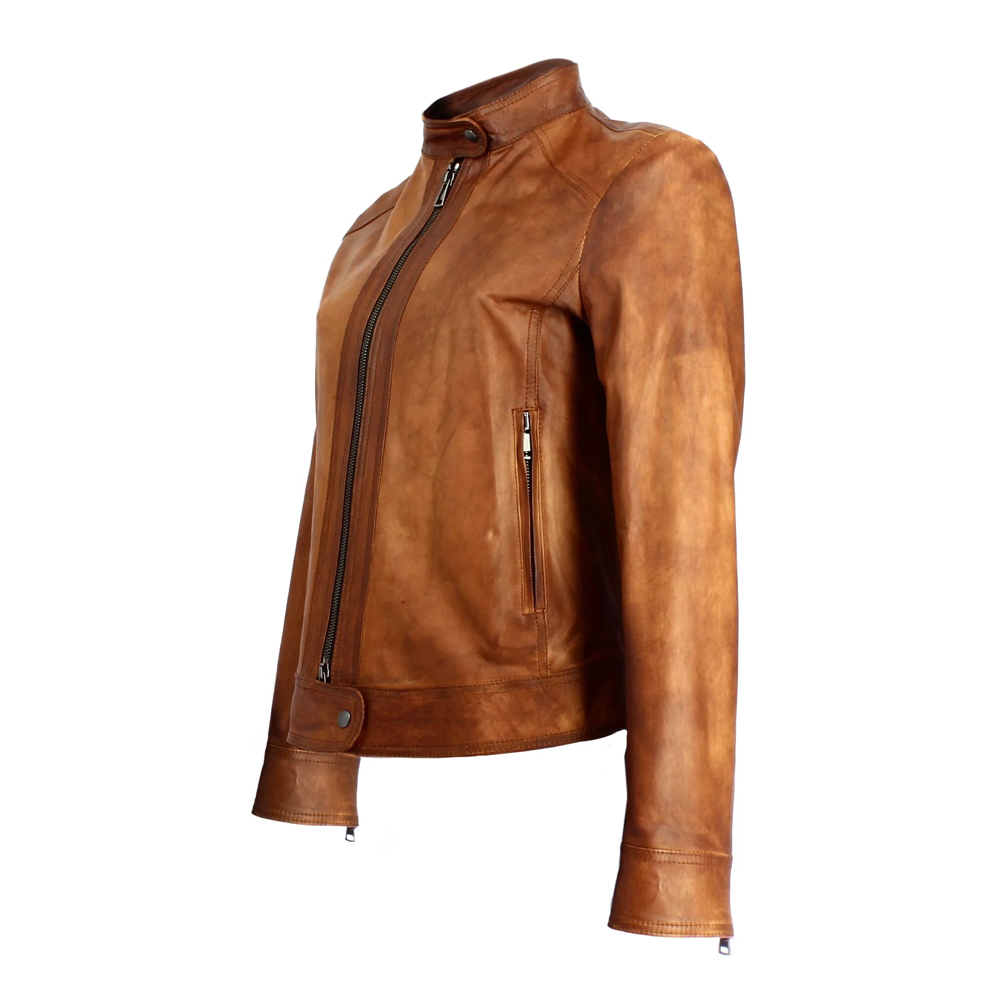 Giacca da donna in pelle marrone conciata al vegetale - Image 3