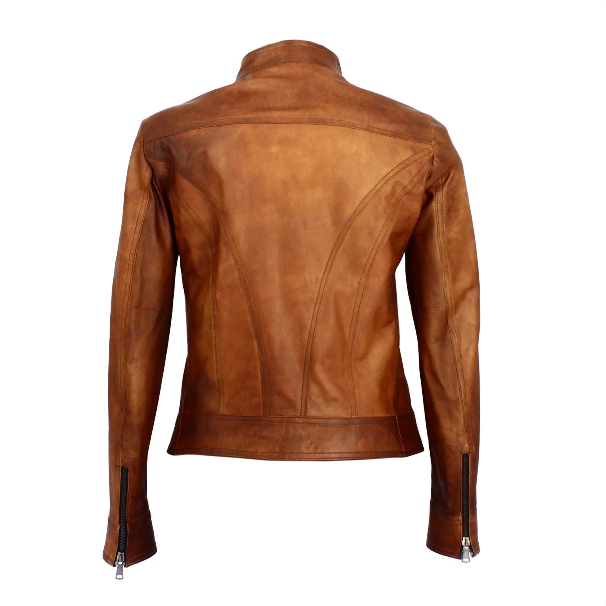 Giacca da donna in pelle marrone conciata al vegetale - Image 4