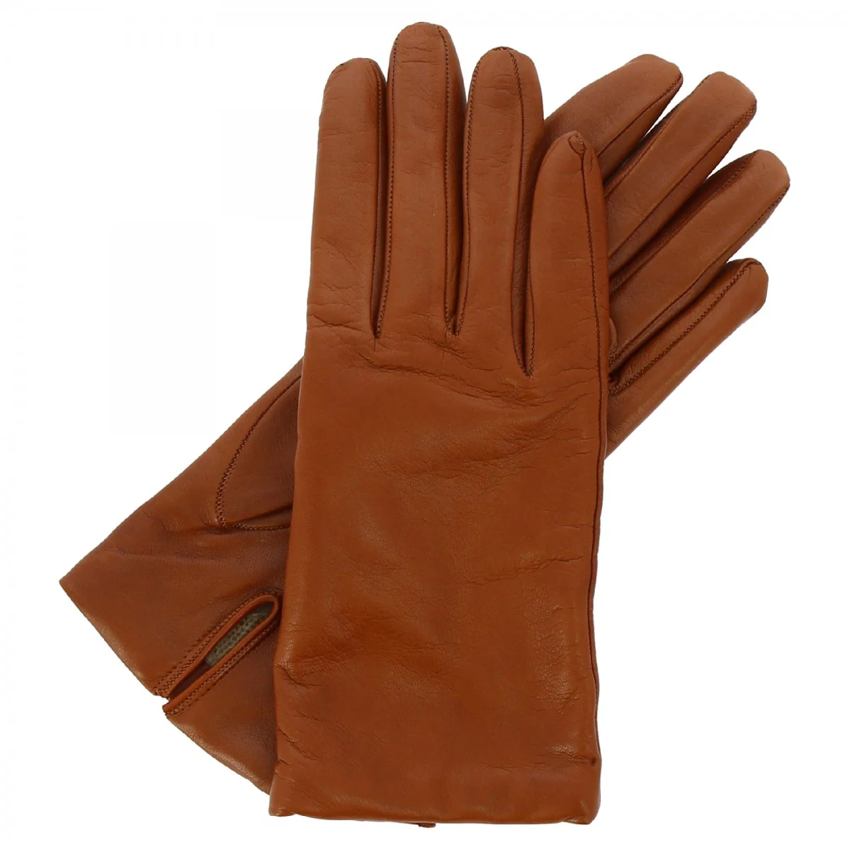 Guanti classici da donna fatti a mano in nappa marrone foderati in cashmere - Image 5