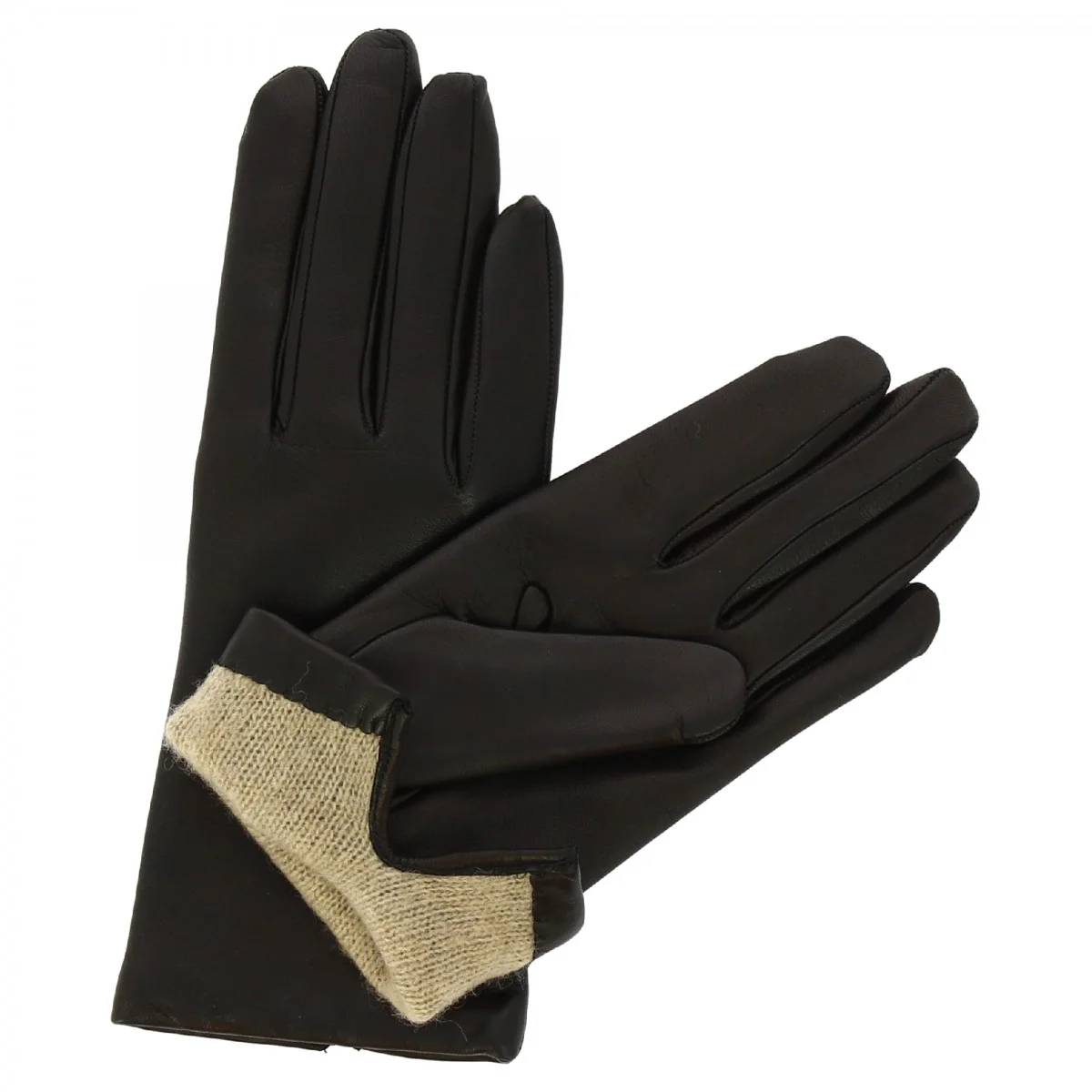 Guanti classici da donna fatti a mano in nappa nera foderati in cashmere - Image 4