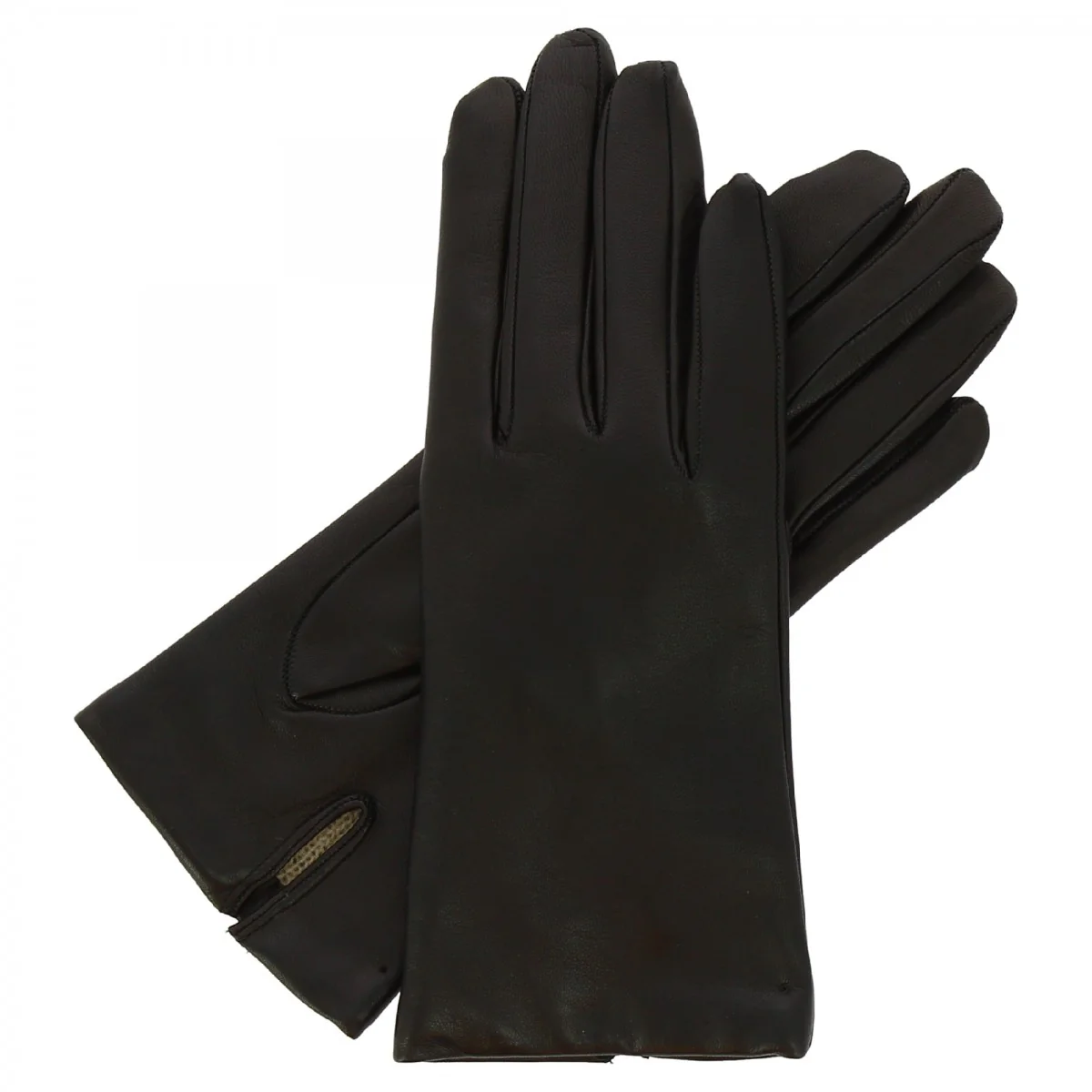 Guanti classici da donna fatti a mano in nappa nera foderati in cashmere - Image 5