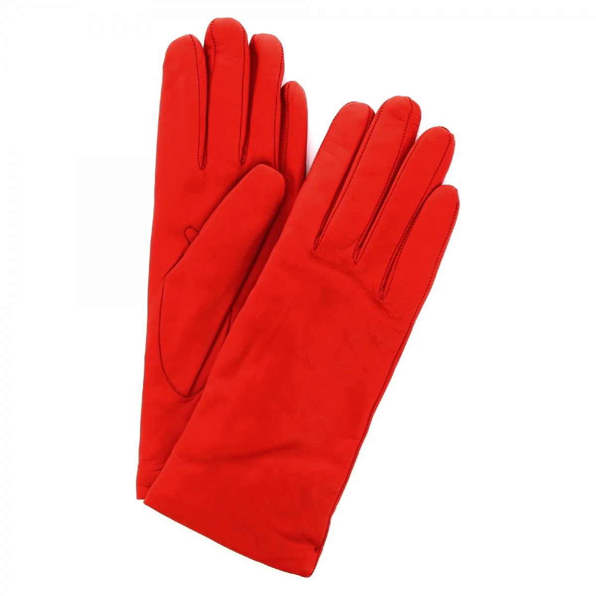 Guanti classici da donna fatti a mano in nappa rossa foderati in cashmere - Image 5