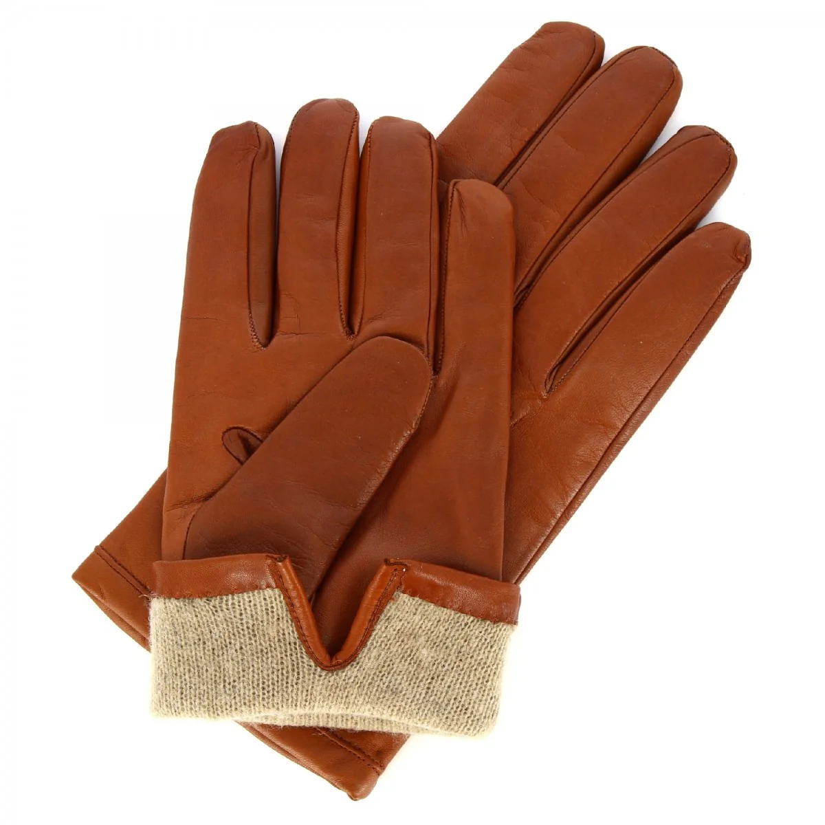 Guanti da uomo fatti a mano in nappa marrone foderati in cashmere - Image 3