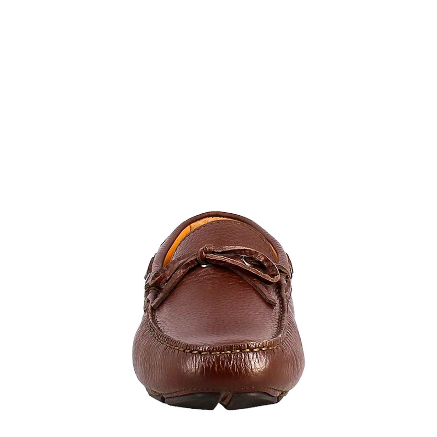 Mocassini artigianali carshoe da uomo in pelle color marrone. - Image 3