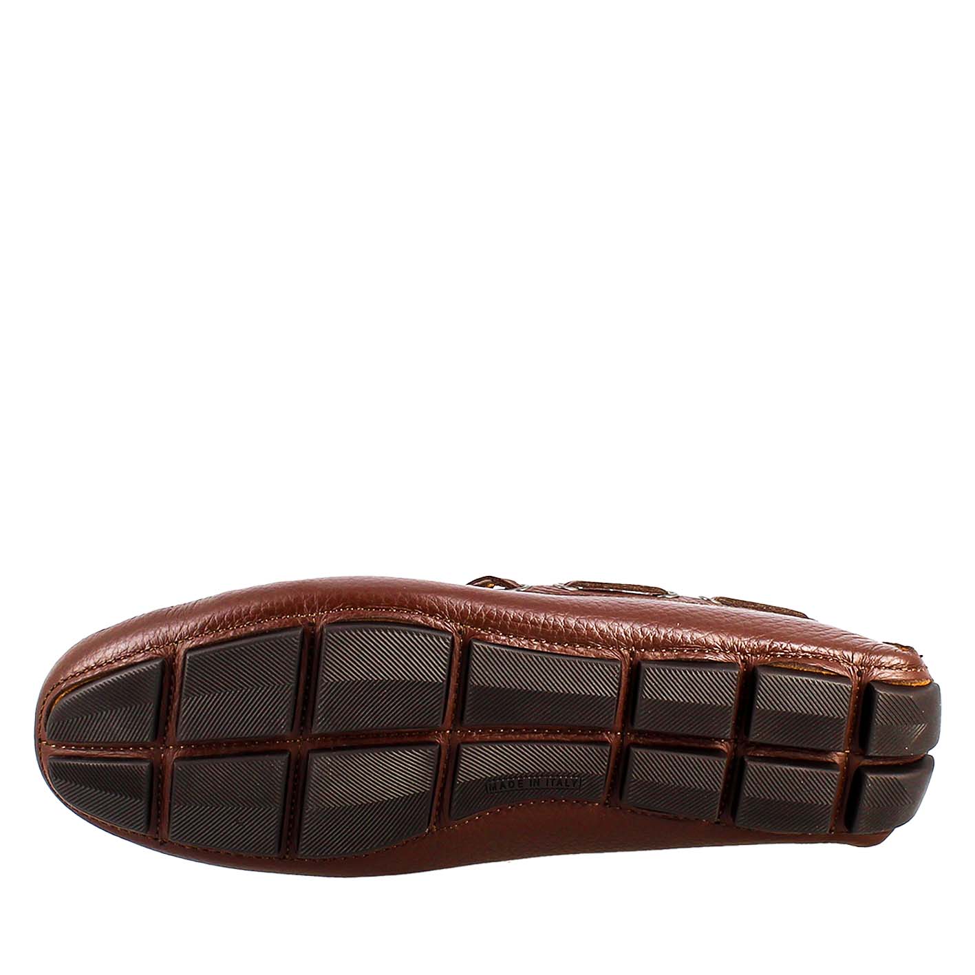 Mocassini artigianali carshoe da uomo in pelle color marrone. - Image 5