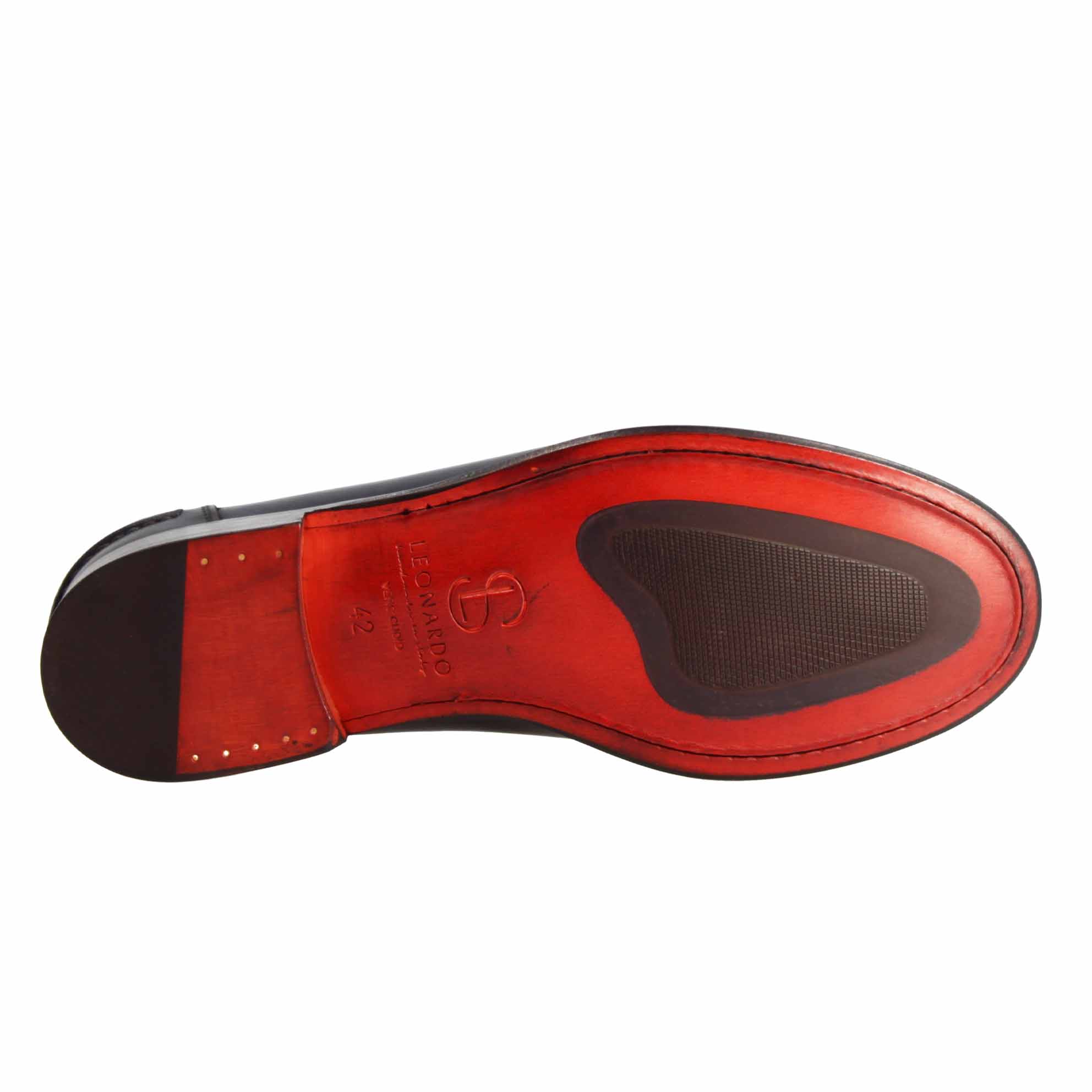 Mocassino artigianale classico da uomo in pelle blu - Image 5