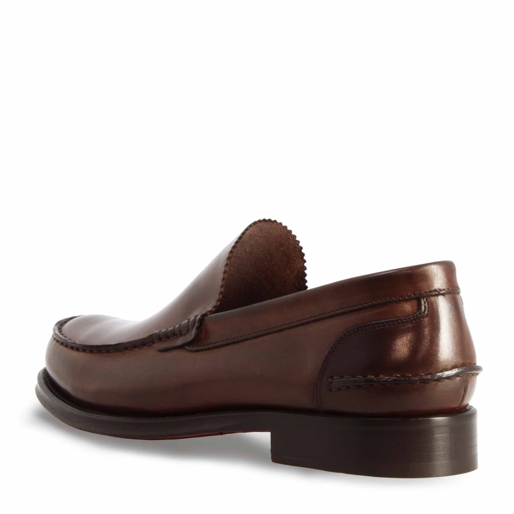 Mocassino artigianale classico da uomo in pelle marrone scuro - Image 4