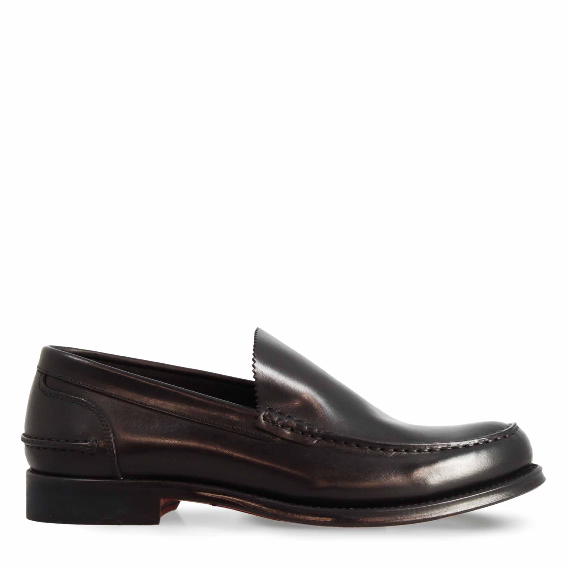 Mocassino artigianale classico da uomo in pelle nero - Image 2