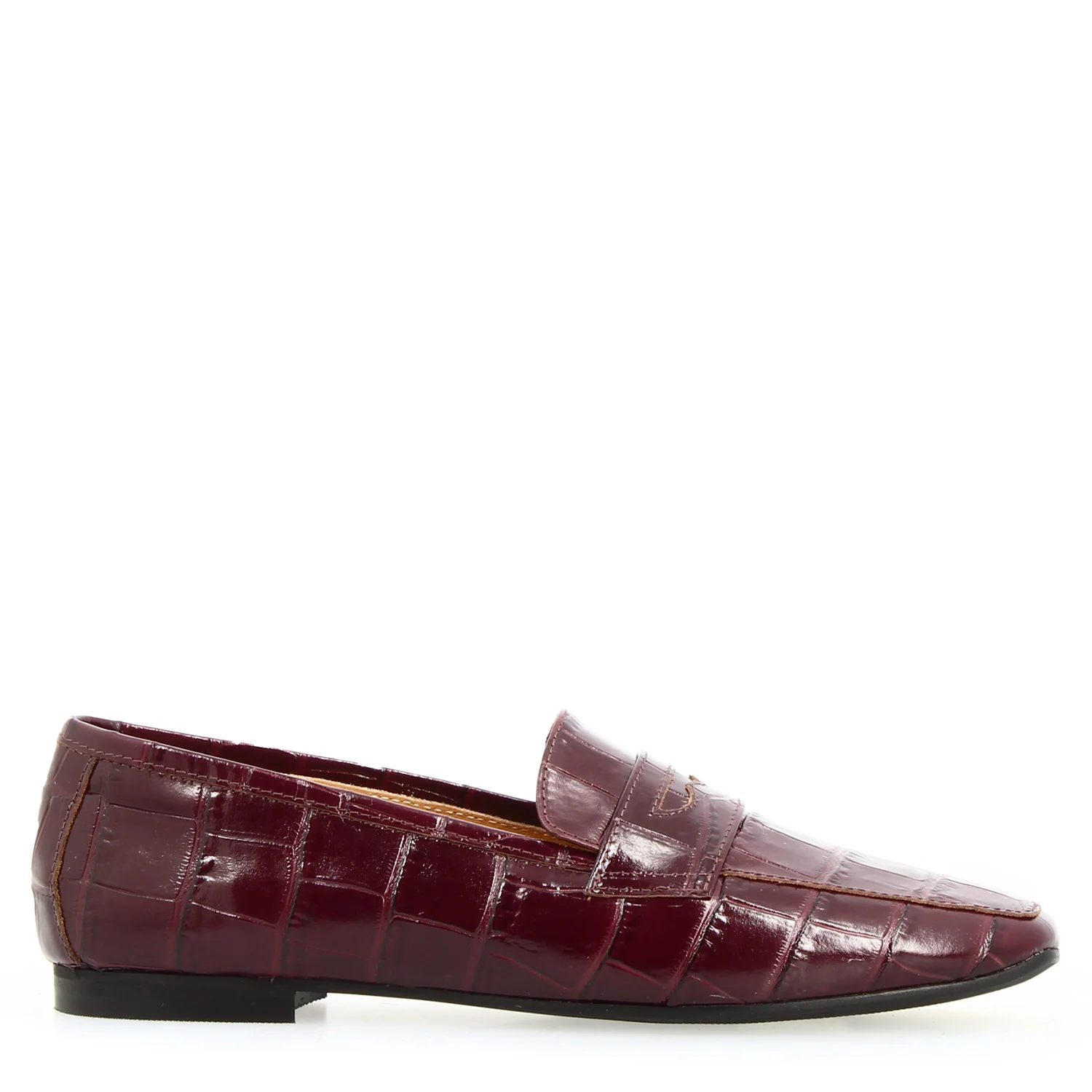 Mocassino artigianale da donna in pelle stampa cocco bordeaux - Image 2