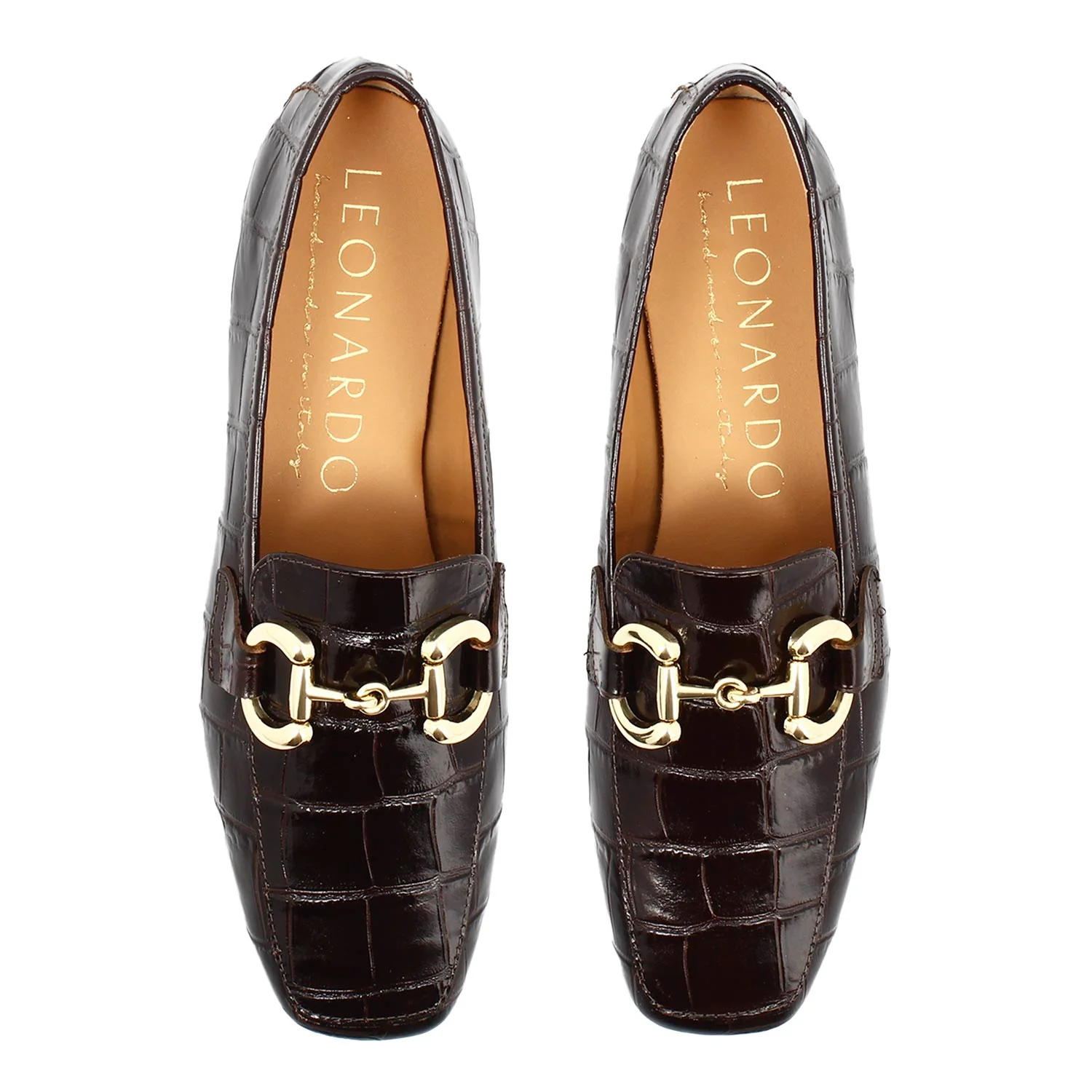 Mocassino artigianale da donna in pelle stampa cocco marrone - Image 2