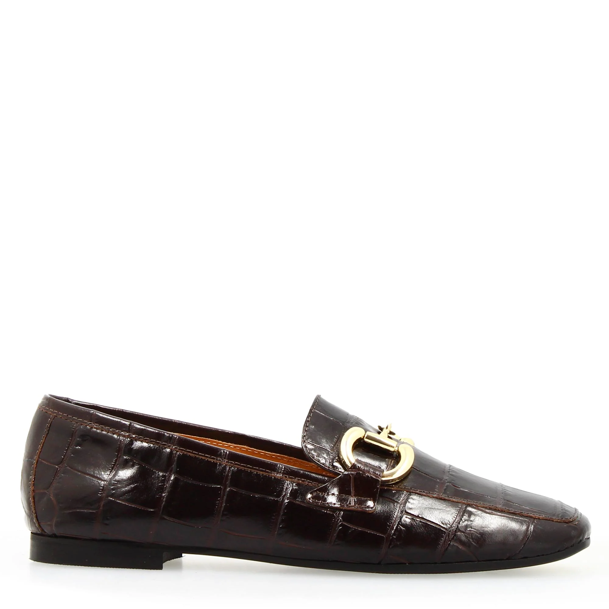 Mocassino artigianale da donna in pelle stampa cocco marrone - Image 3