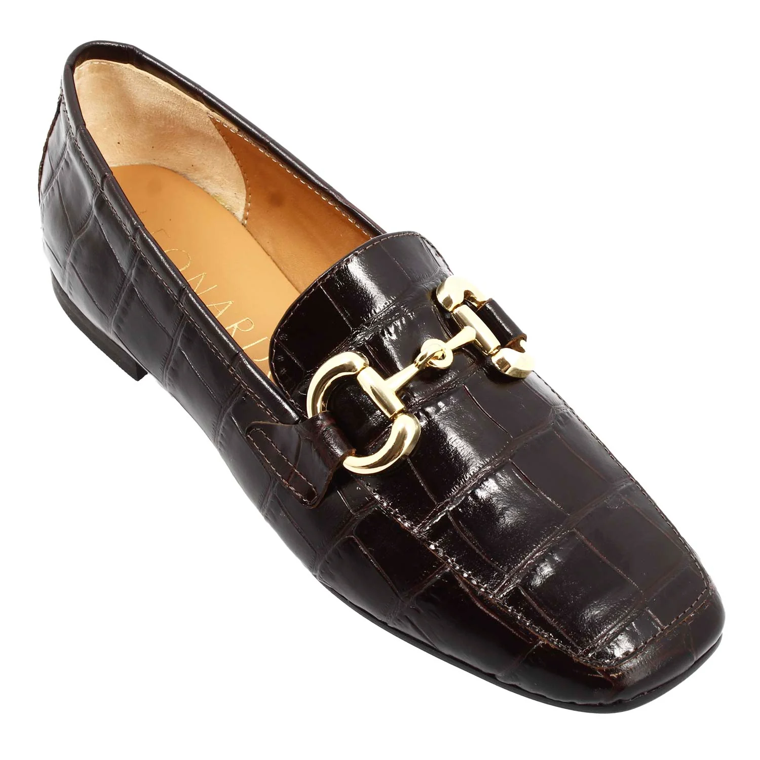 Mocassino artigianale da donna in pelle stampa cocco marrone - Image 4