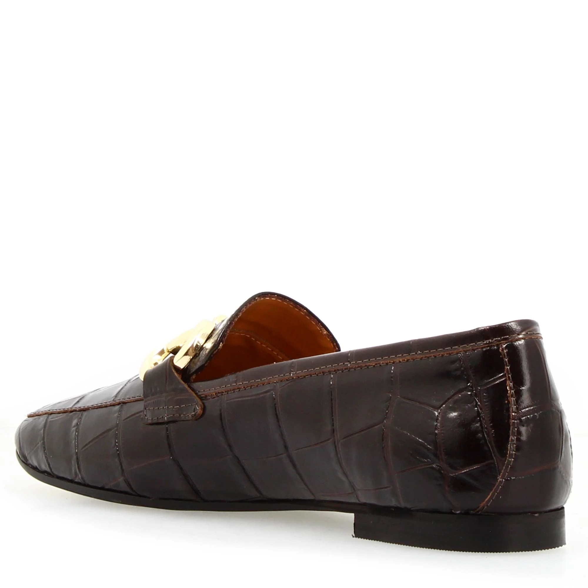Mocassino artigianale da donna in pelle stampa cocco marrone - Image 5