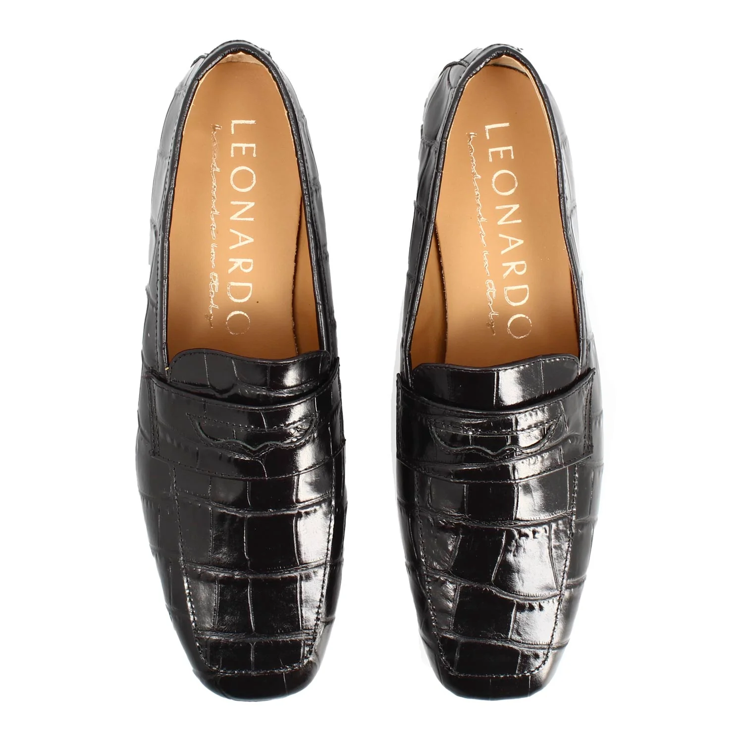 Mocassino artigianale da donna in pelle stampa cocco nero - Image 2