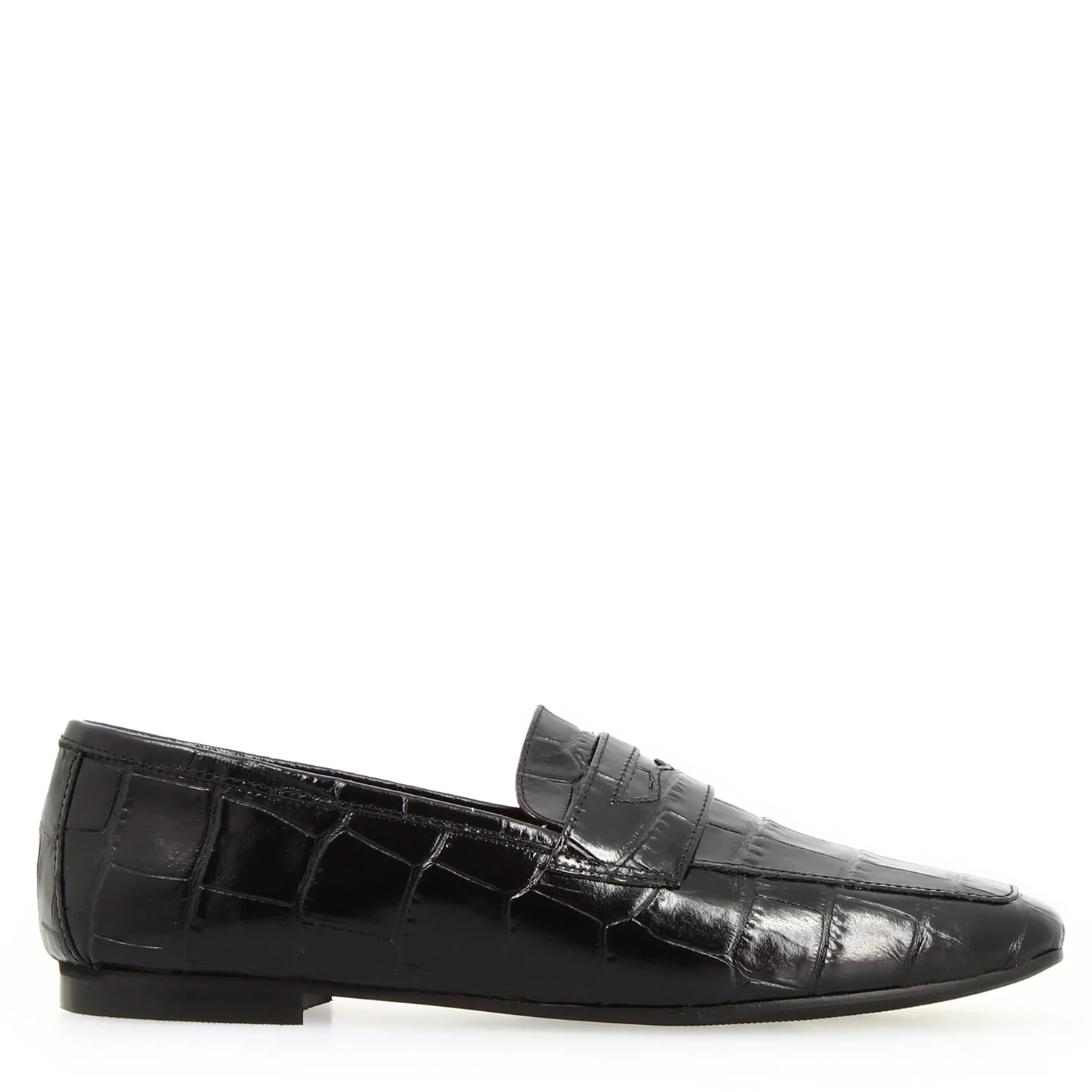 Mocassino artigianale da donna in pelle stampa cocco nero - Image 4