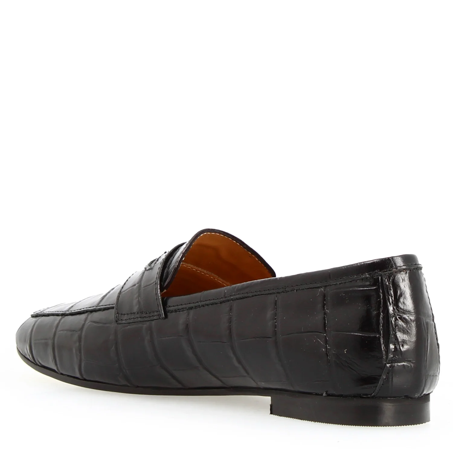 Mocassino artigianale da donna in pelle stampa cocco nero - Image 5