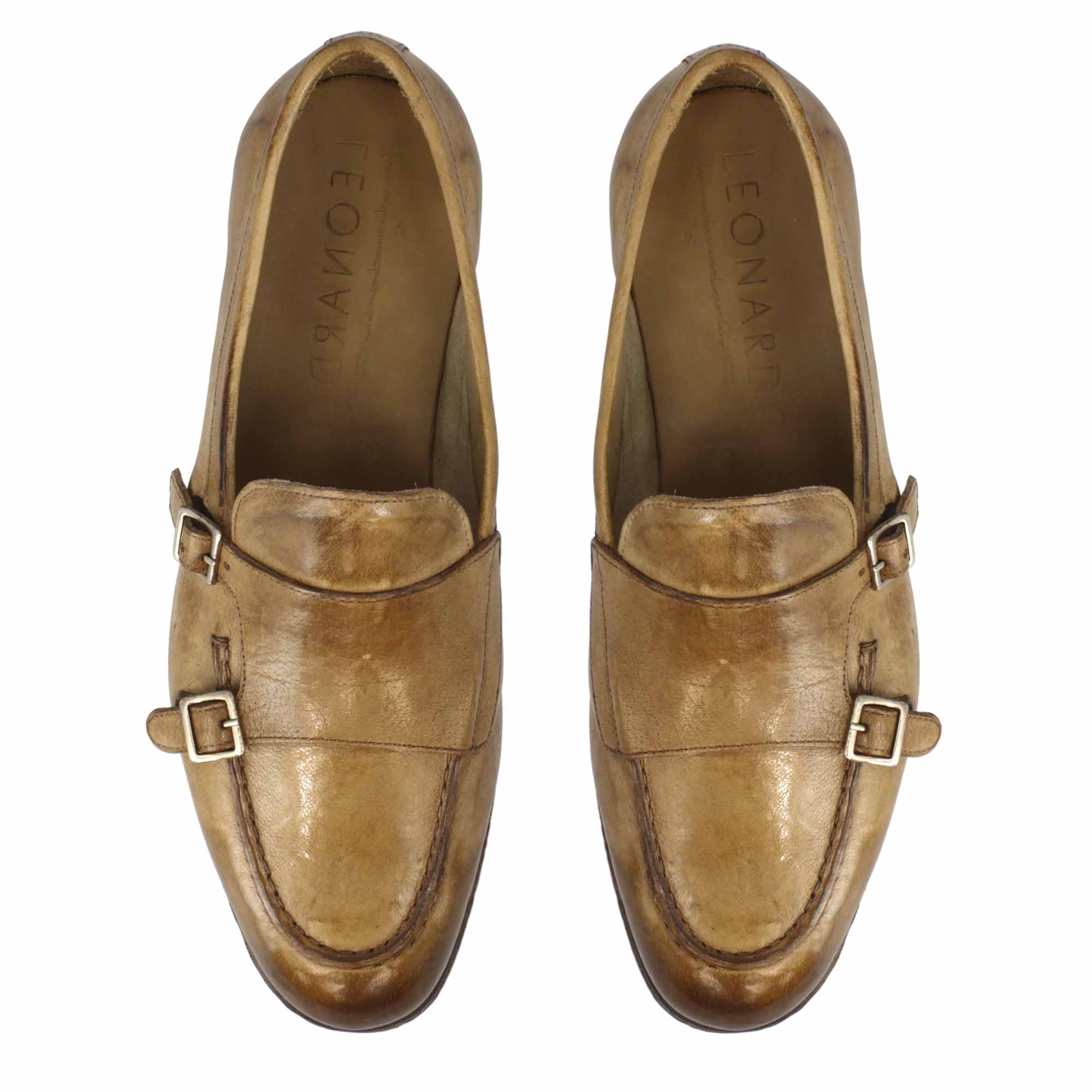 Mocassino artigianale marrone da uomo con doppia fibbia - Image 3