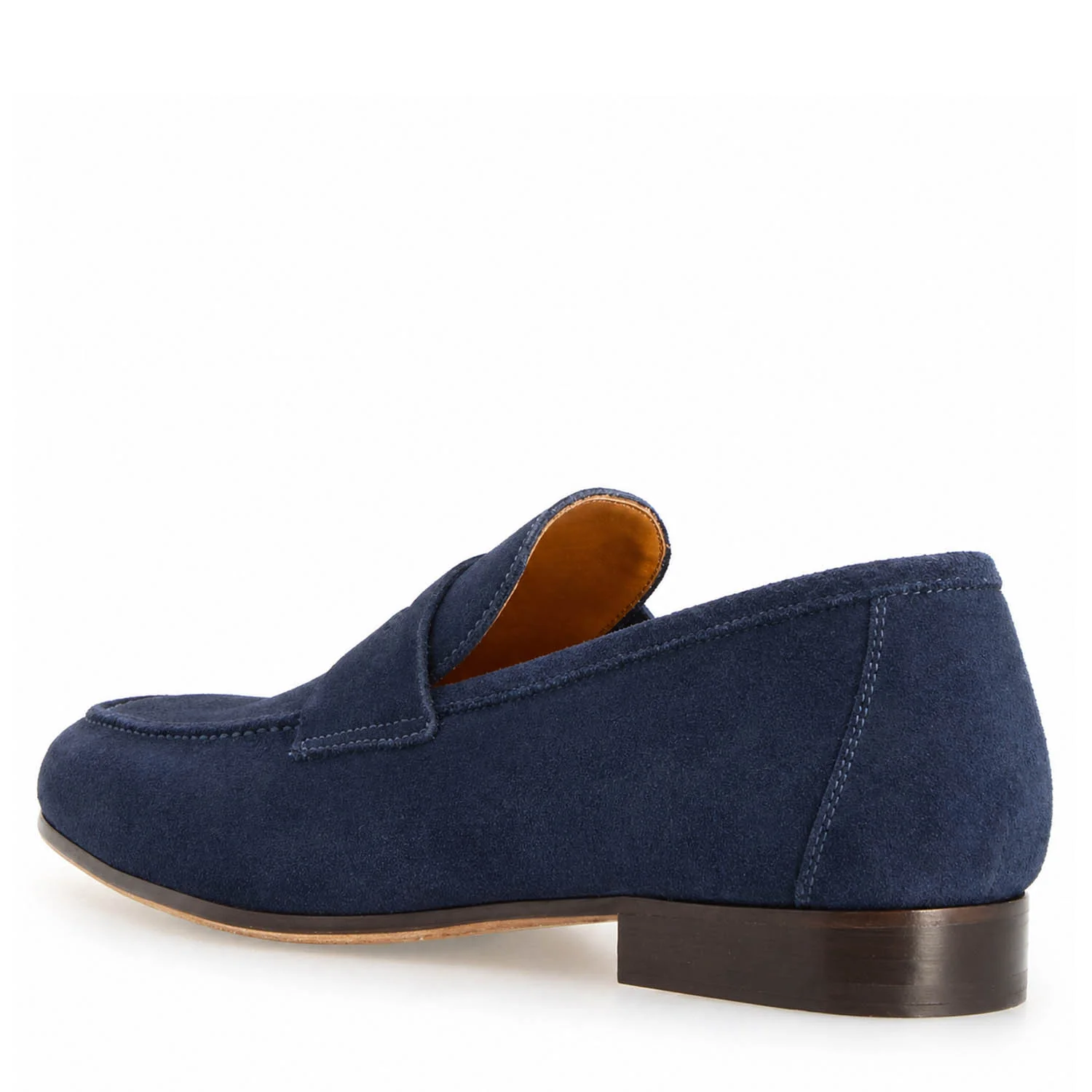 Mocassino artigianale uomo in camoscio blu Manfredo - Image 4
