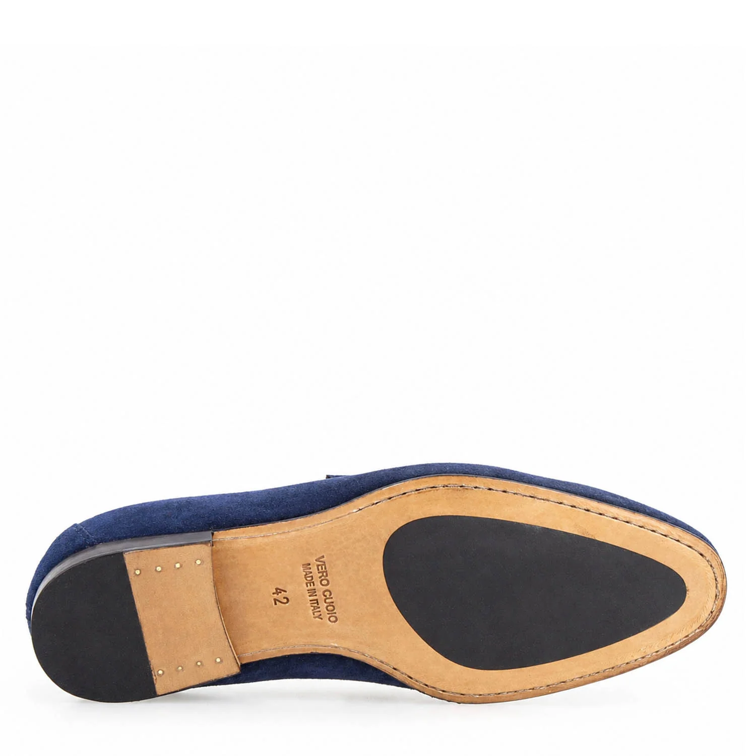 Mocassino artigianale uomo in camoscio blu Manfredo - Image 5