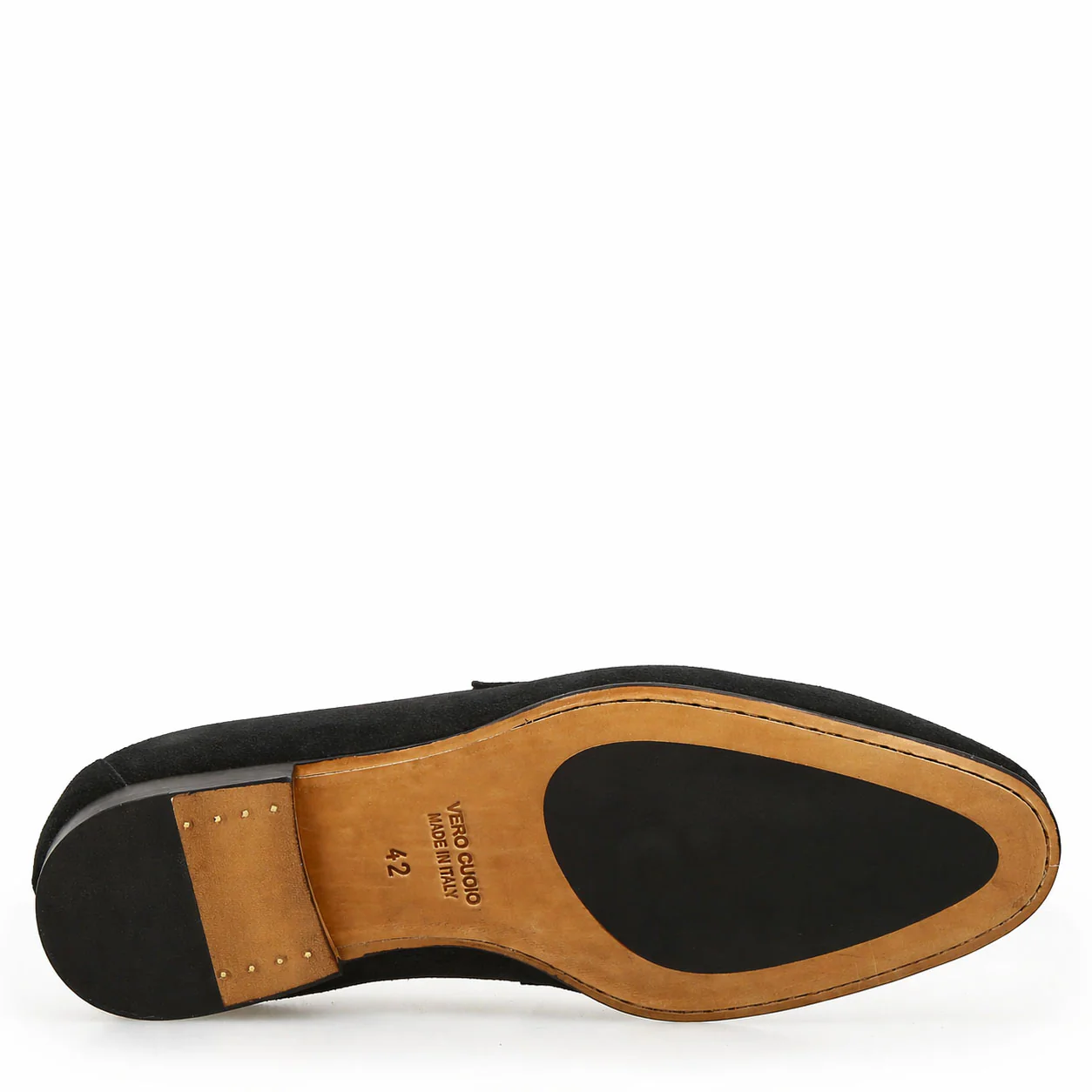Mocassino artigianale uomo in camoscio nero Manfredo - Image 7
