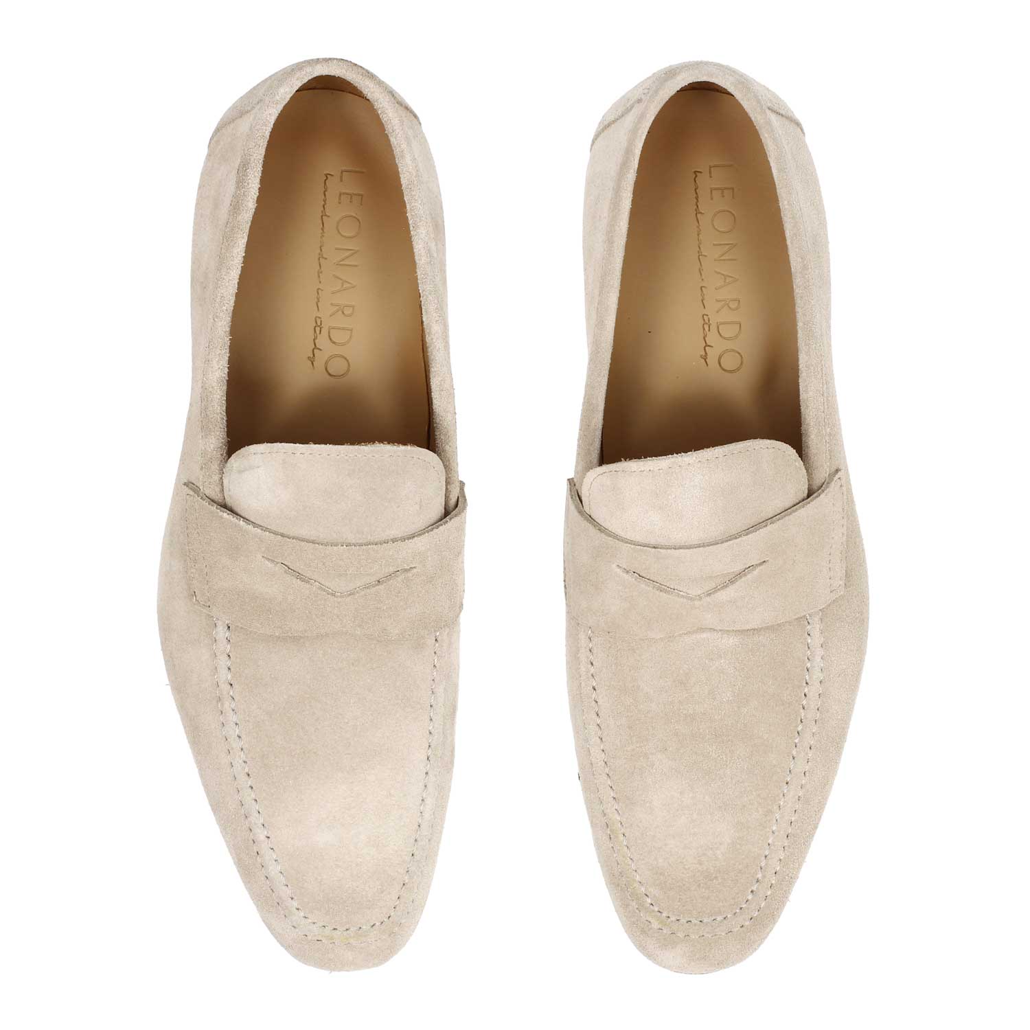 Mocassino artigianale uomo in pelle scamosciata beige Manfredo - Image 2