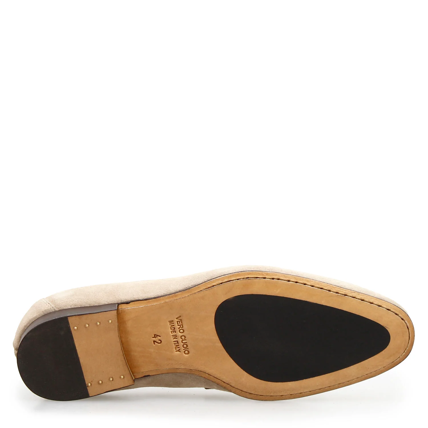 Mocassino artigianale uomo in pelle scamosciata beige Manfredo - Image 5