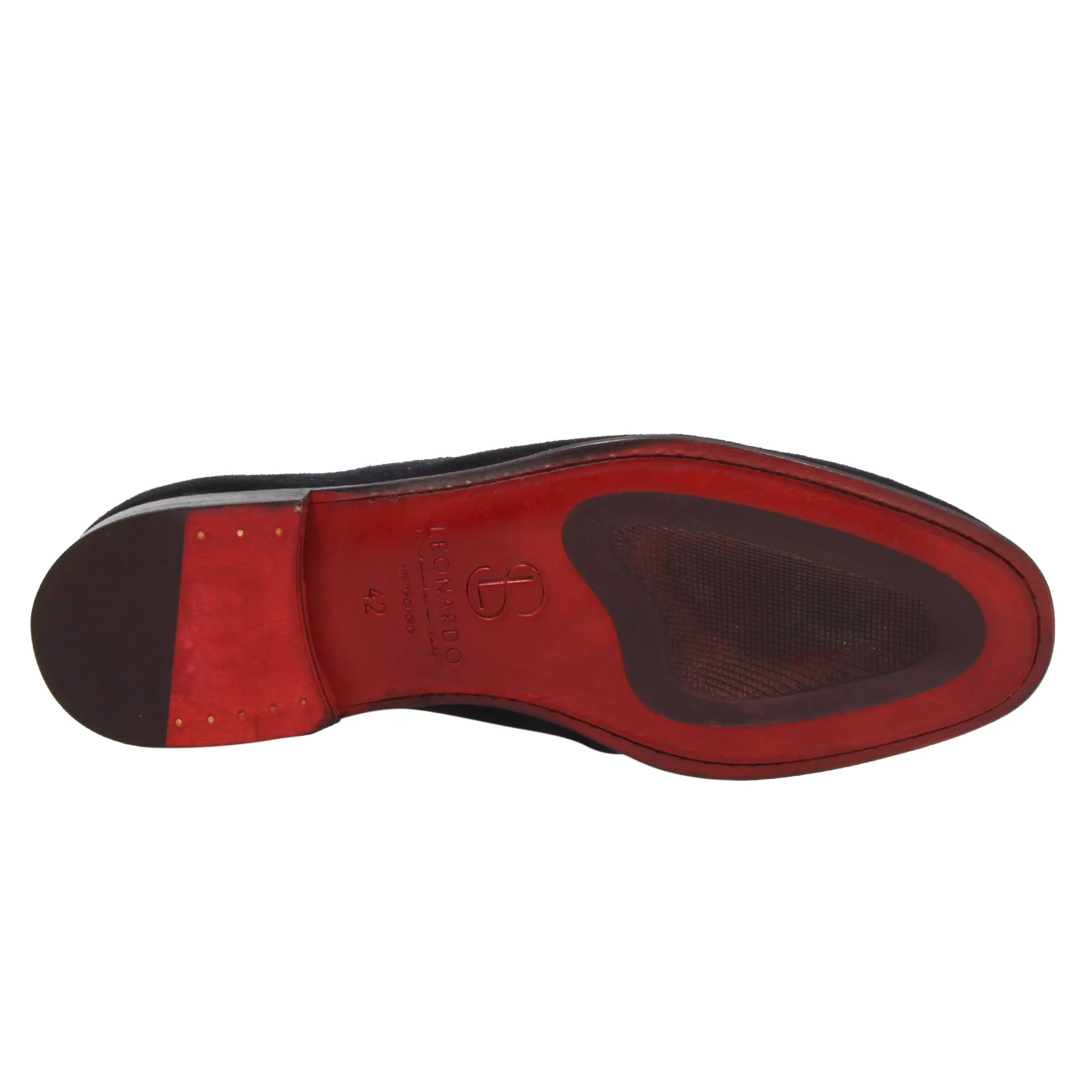 Mocassino blu artigianale da uomo in pelle scamosciata - Image 4