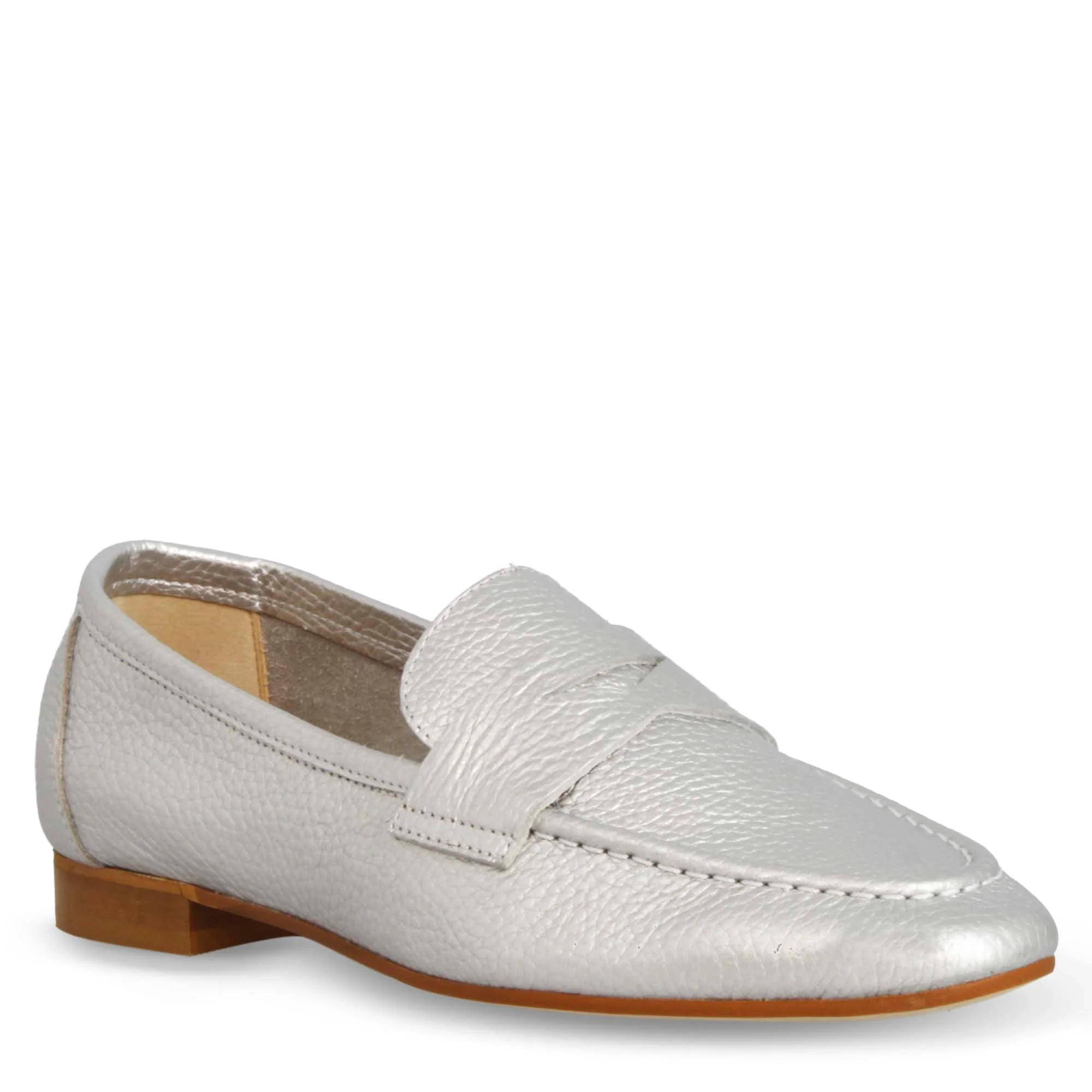 Mocassino Brenta artigianale da donna in pelle argento