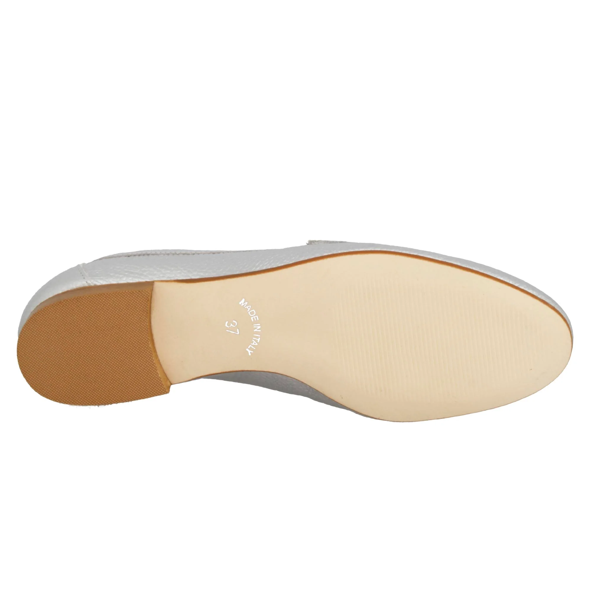 Mocassino Brenta artigianale da donna in pelle argento - Image 5