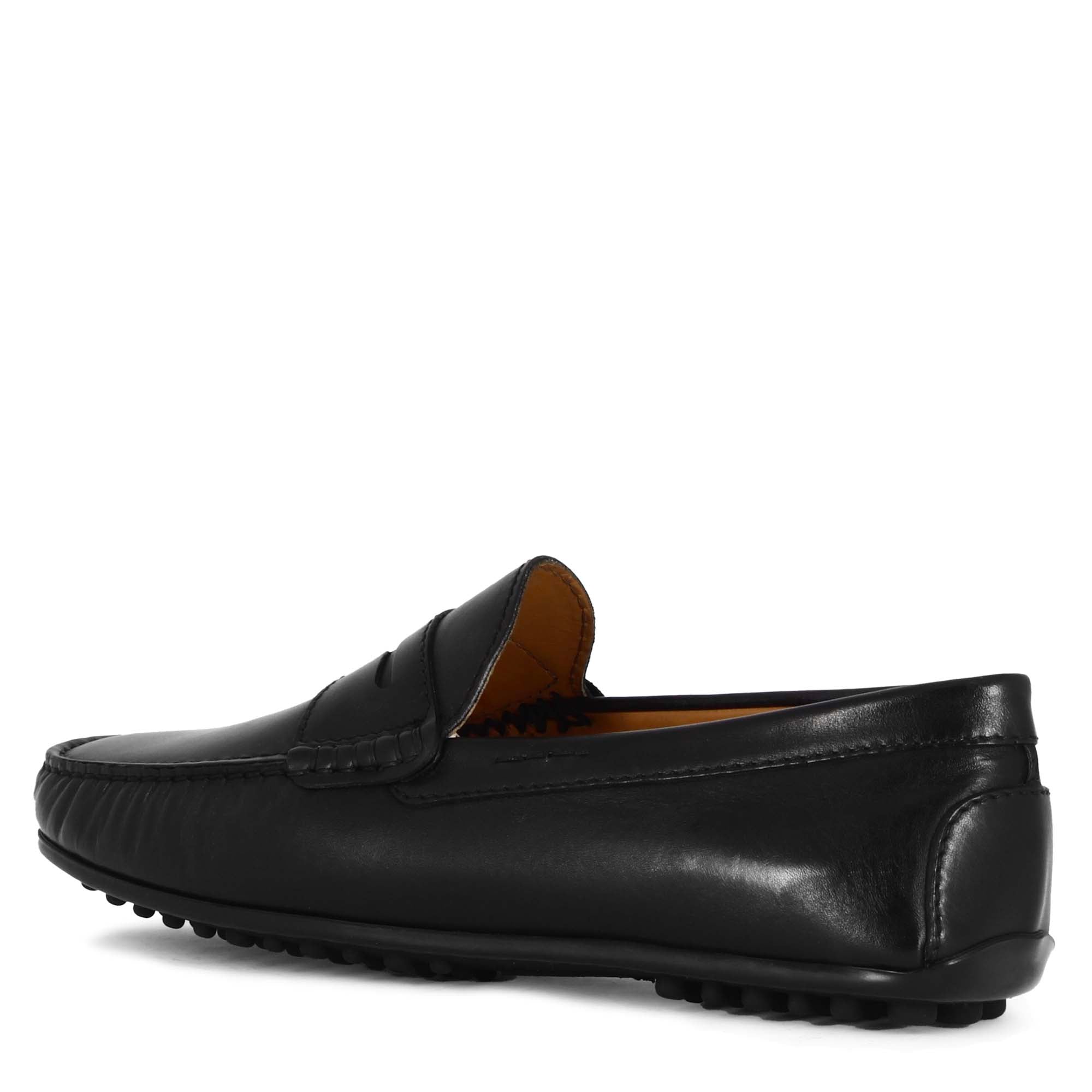 Mocassino casual da uomo in pelle colore nero con suola con gommini - Image 5