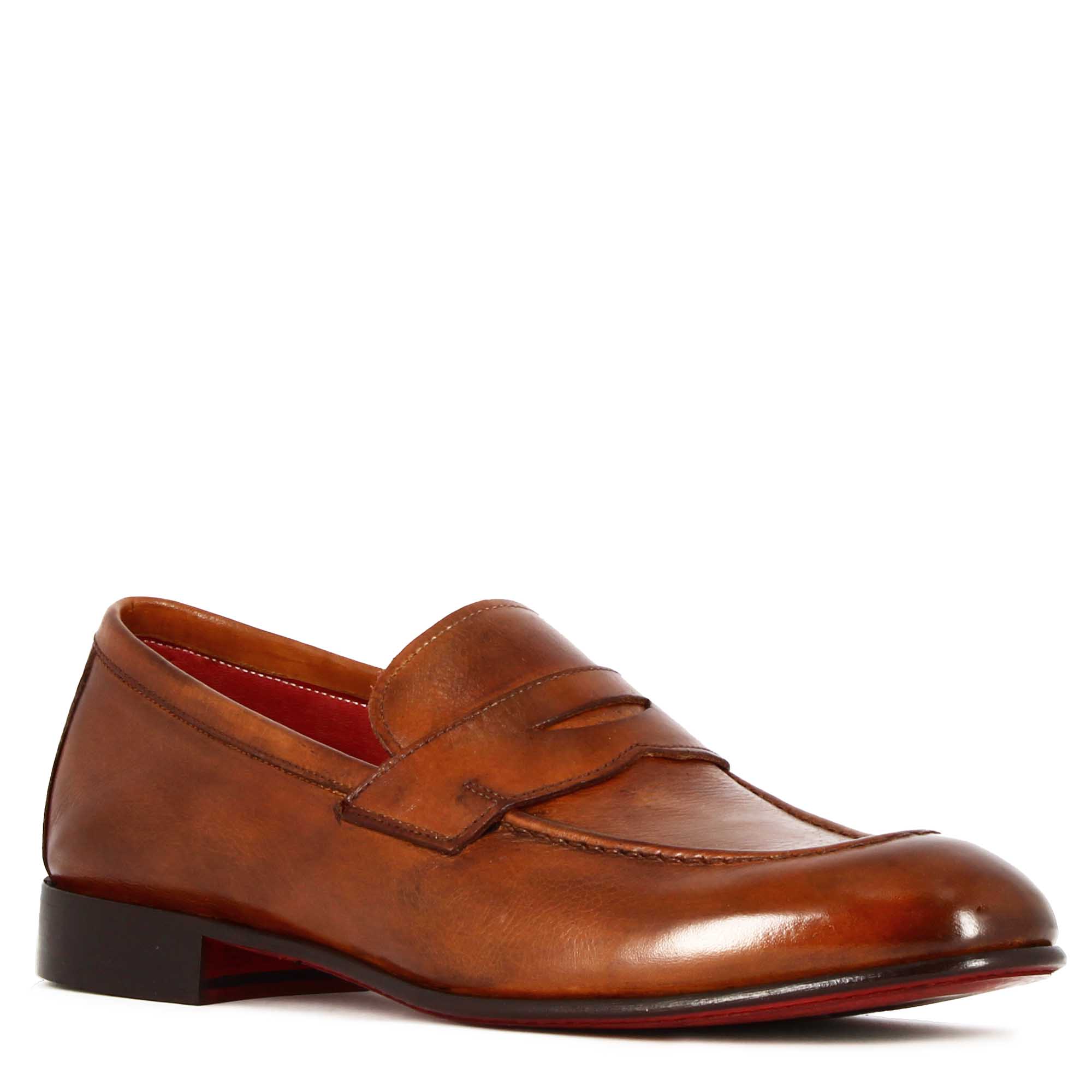 Mocassino classico da uomo in pelle colore marrone chiaro
