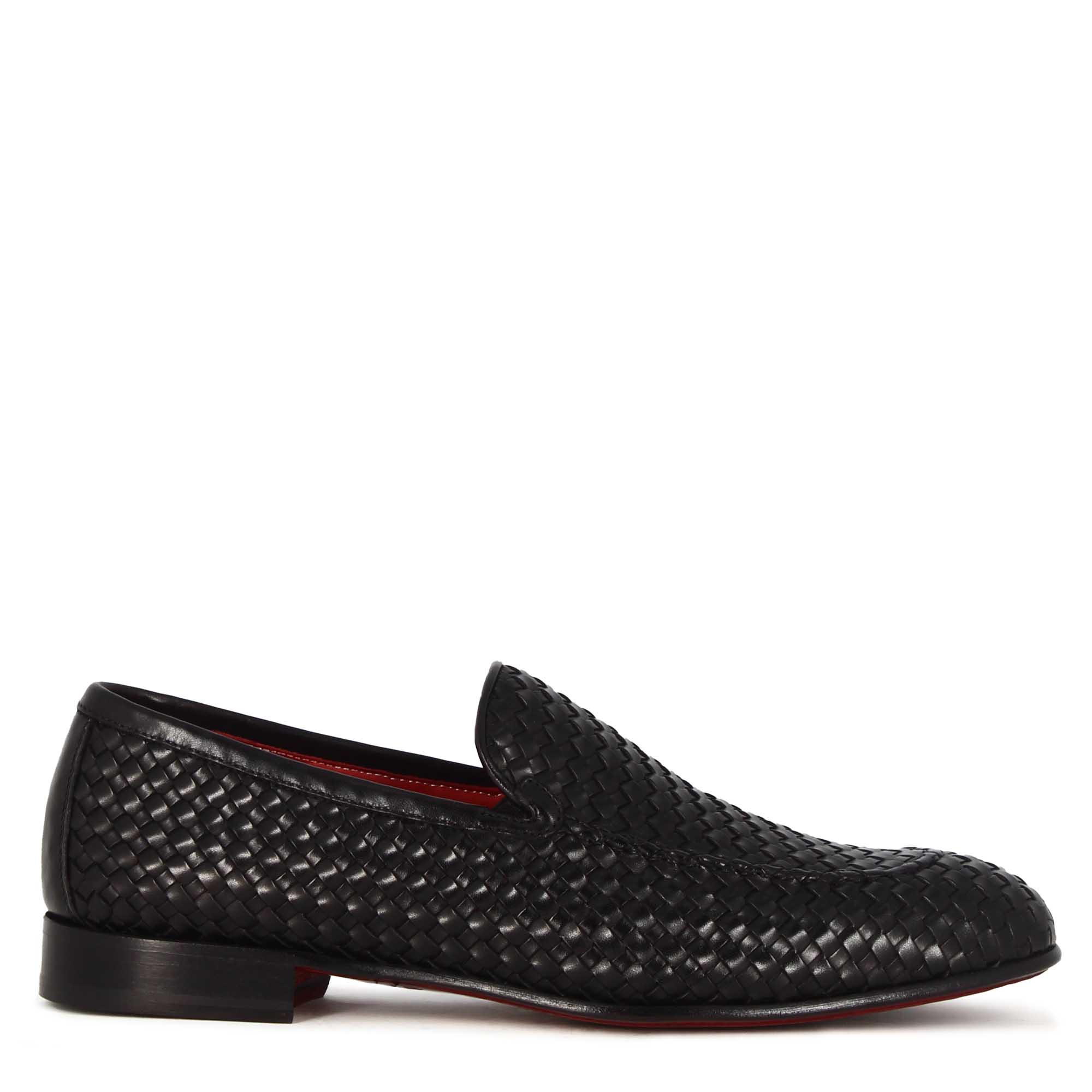 Mocassino classico da uomo in pelle intrecciata colore nero - Image 4