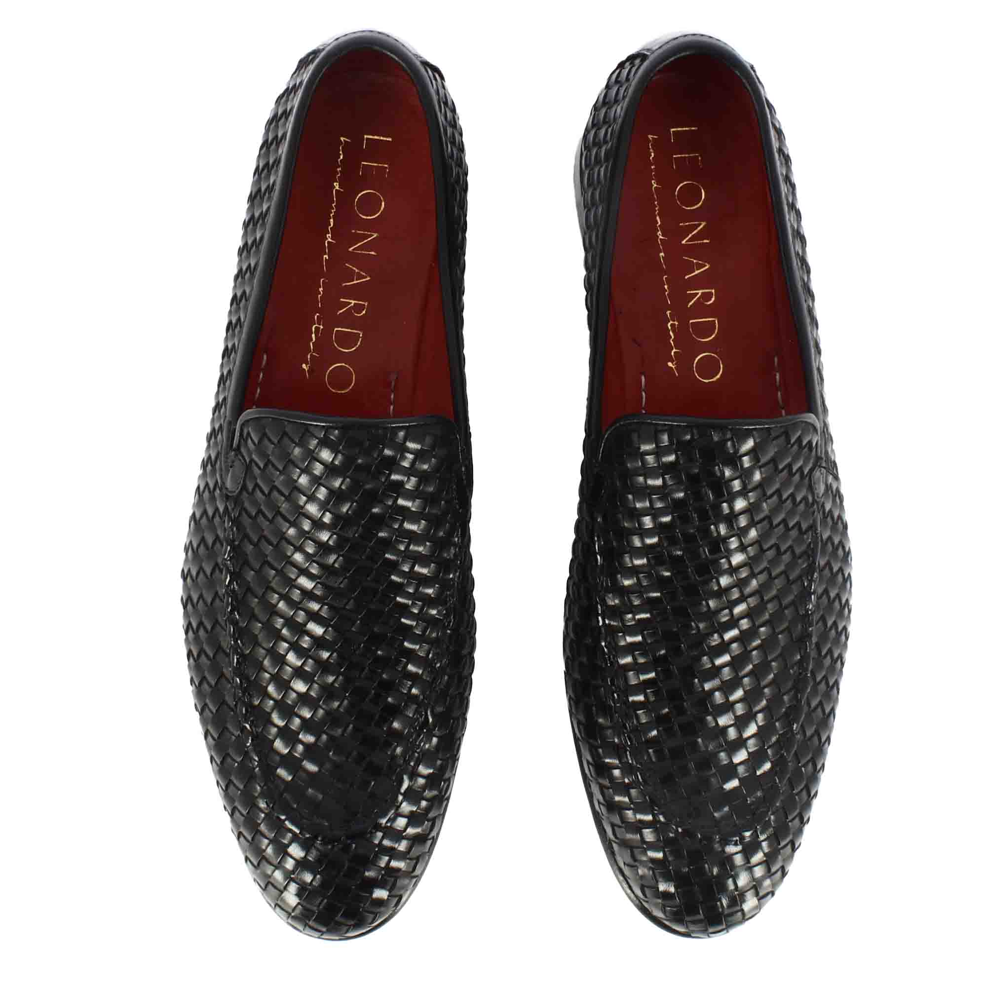 Mocassino classico da uomo in pelle intrecciata colore nero - Image 7