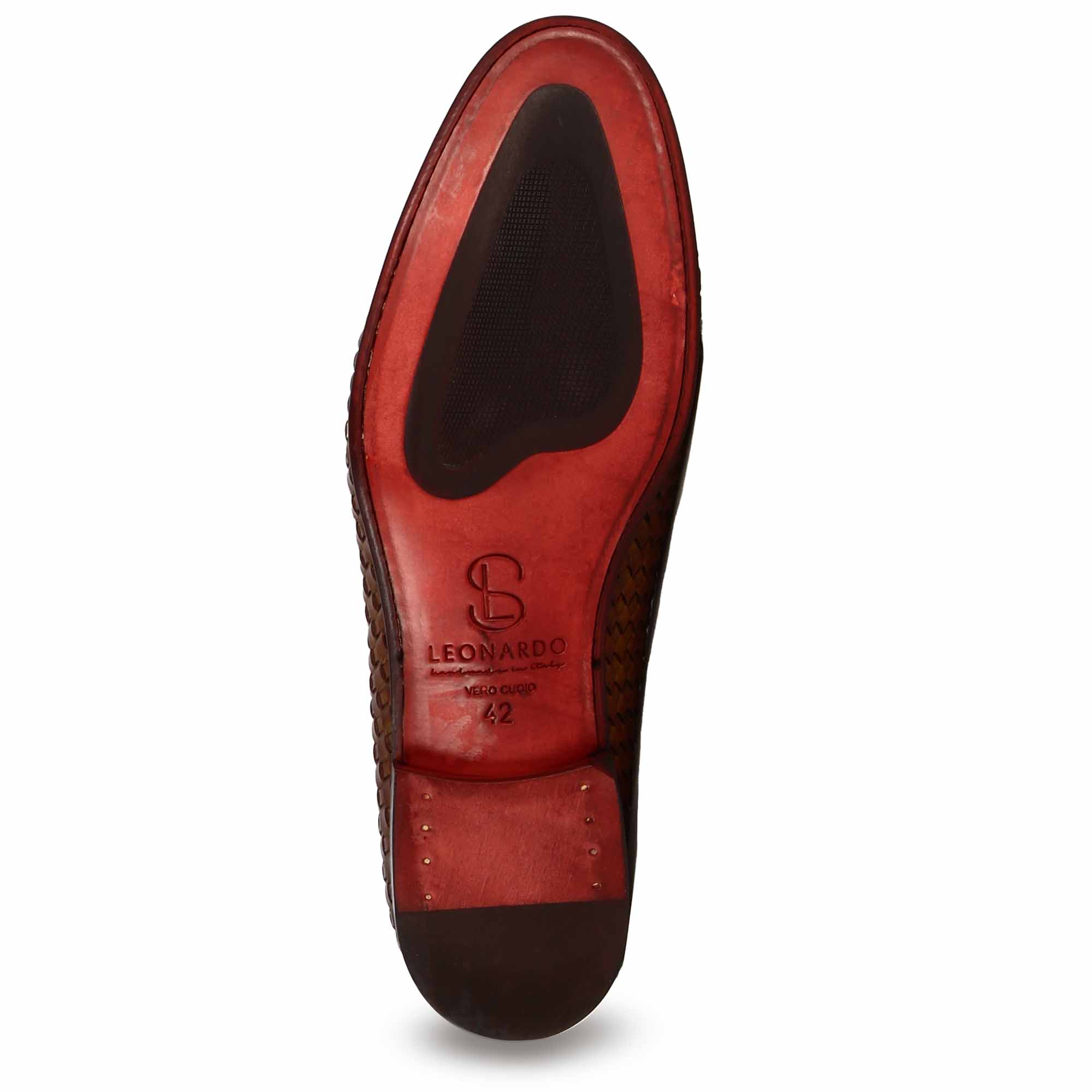 Mocassino classico da uomo in pelle intrecciata colore marrone chiaro - Image 6