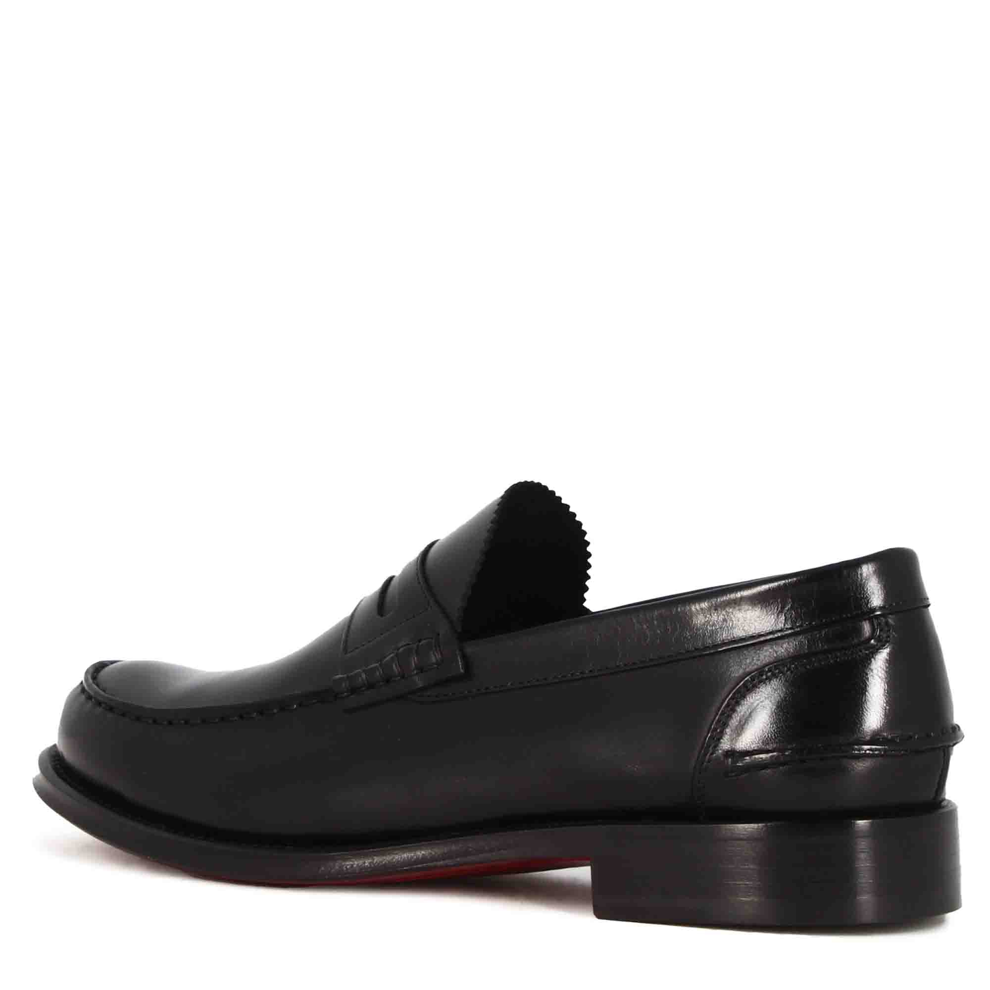 Mocassino college con bocca di leone da uomo in pelle colore nero - Image 5