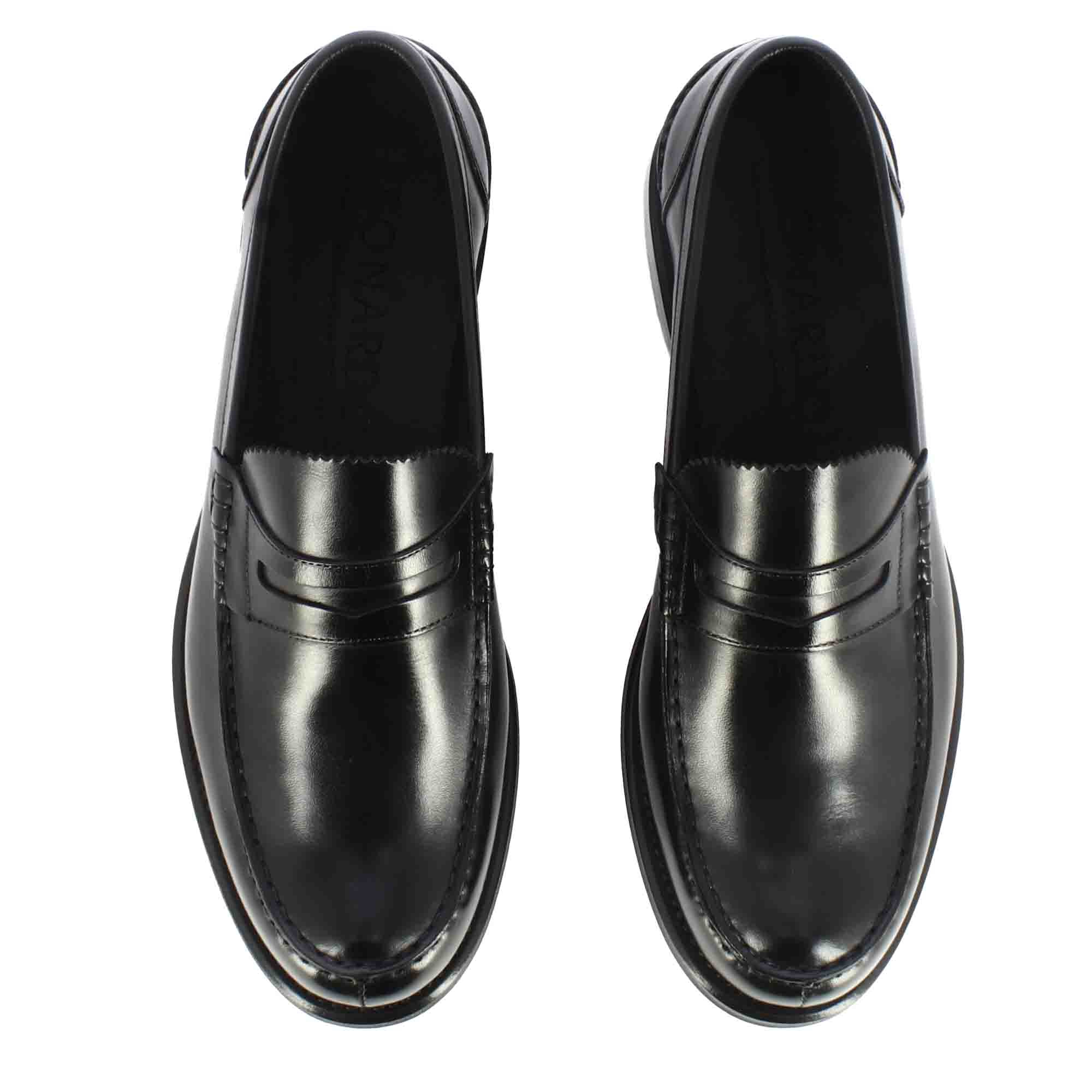 Mocassino college con bocca di leone da uomo in pelle colore nero - Image 6