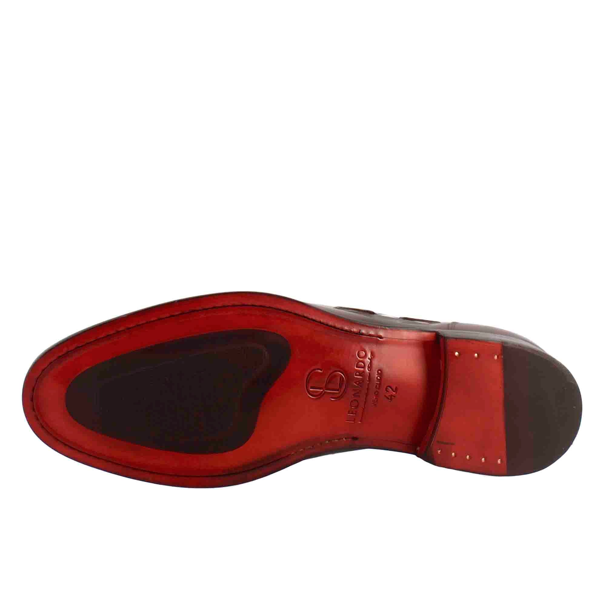 Mocassino con nappine da uomo in pelle colore marrone chiaro - Image 6