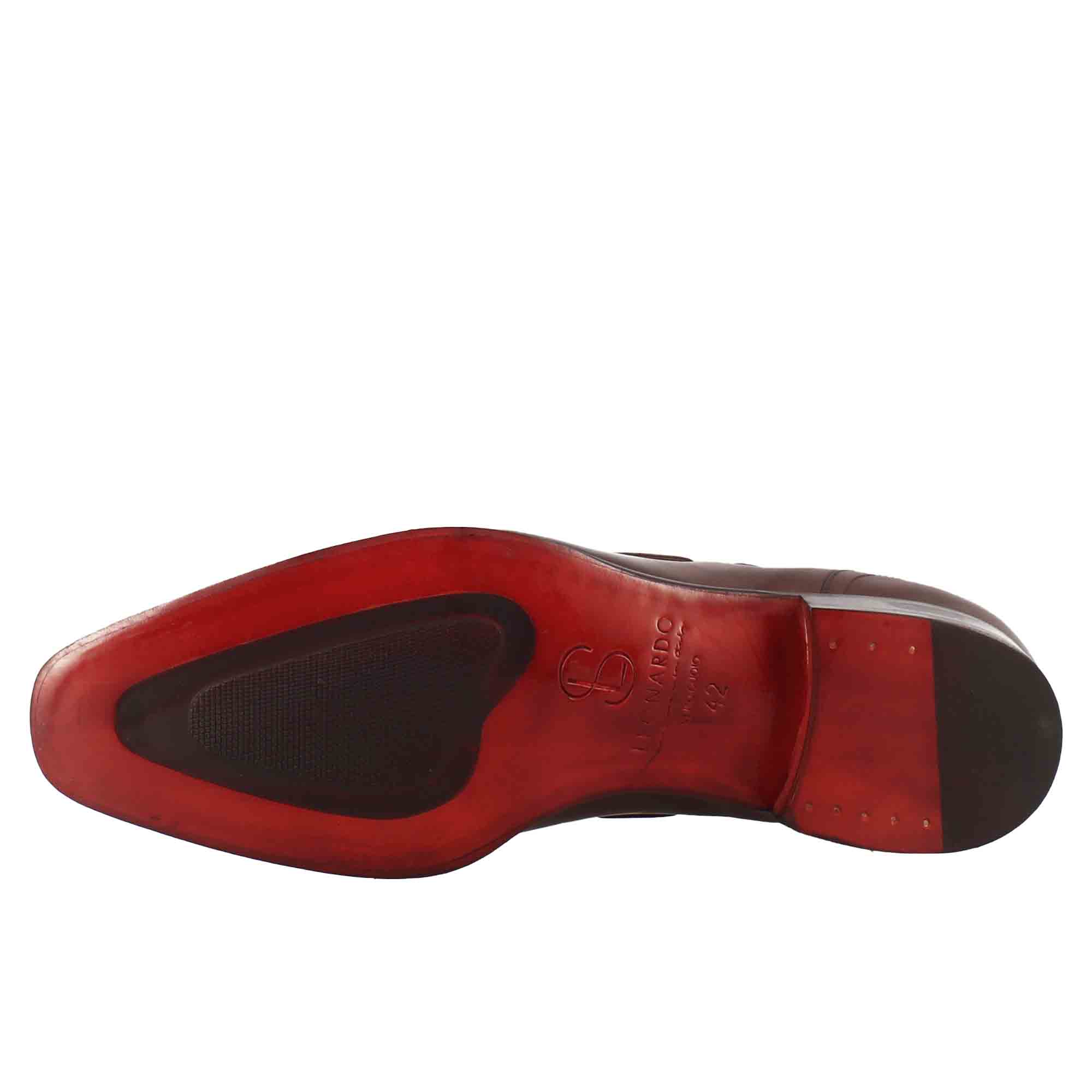 Mocassino con nappine da uomo in pelle colore marrone con punta squadrata - Image 6