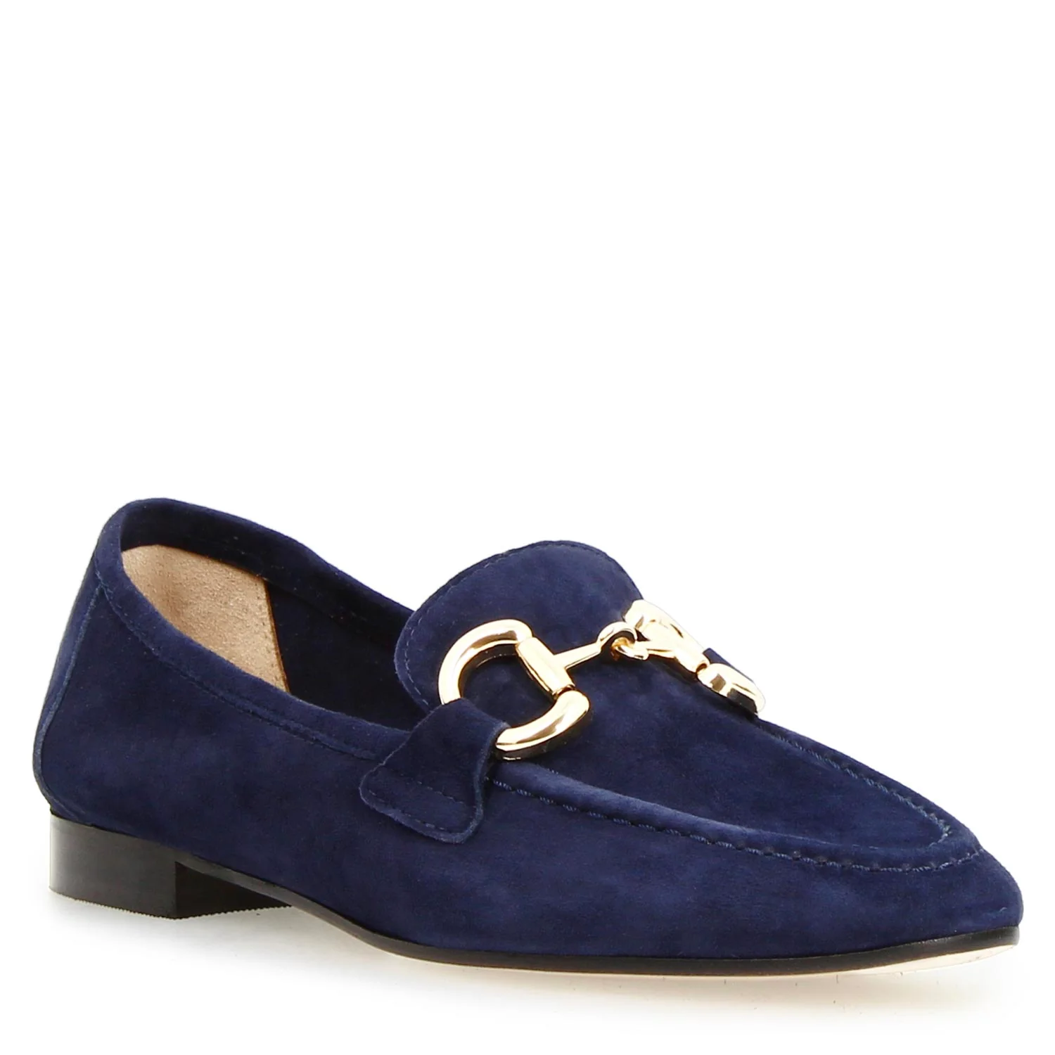 Mocassino fibbia da donna in camoscio blu Baltea