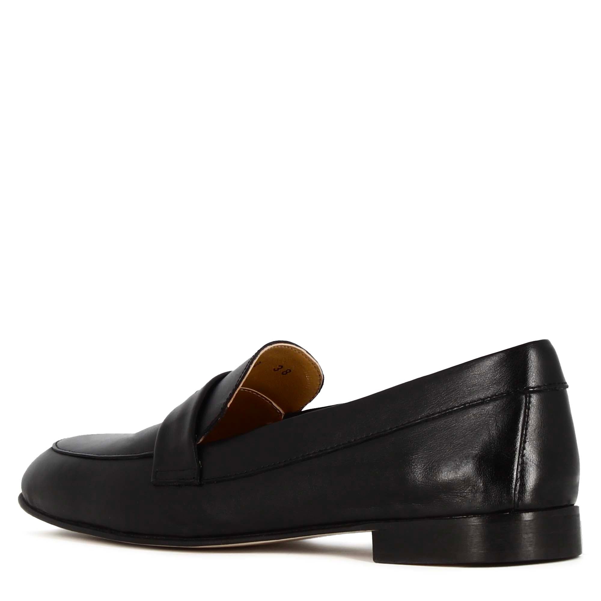 Mocassino da donna classico in pelle colore nero fatti a mano - Image 6