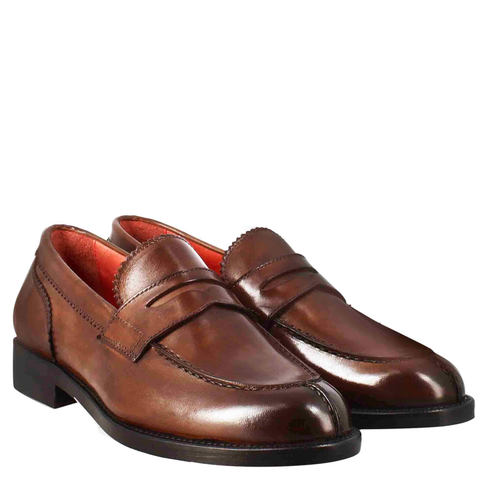 Mocassino da donna con bocca di leone in pelle marrone - Image 7