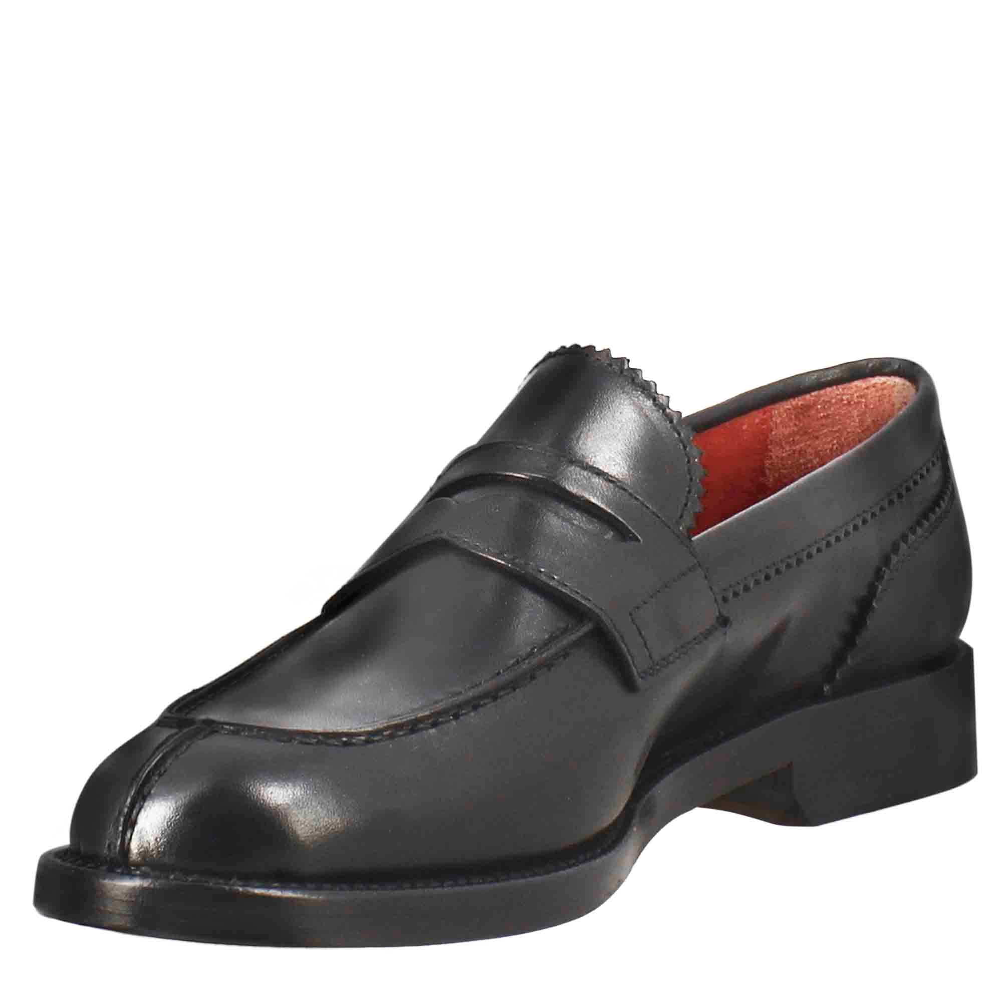 Mocassino da donna con bocca di leone in pelle nero - Image 5