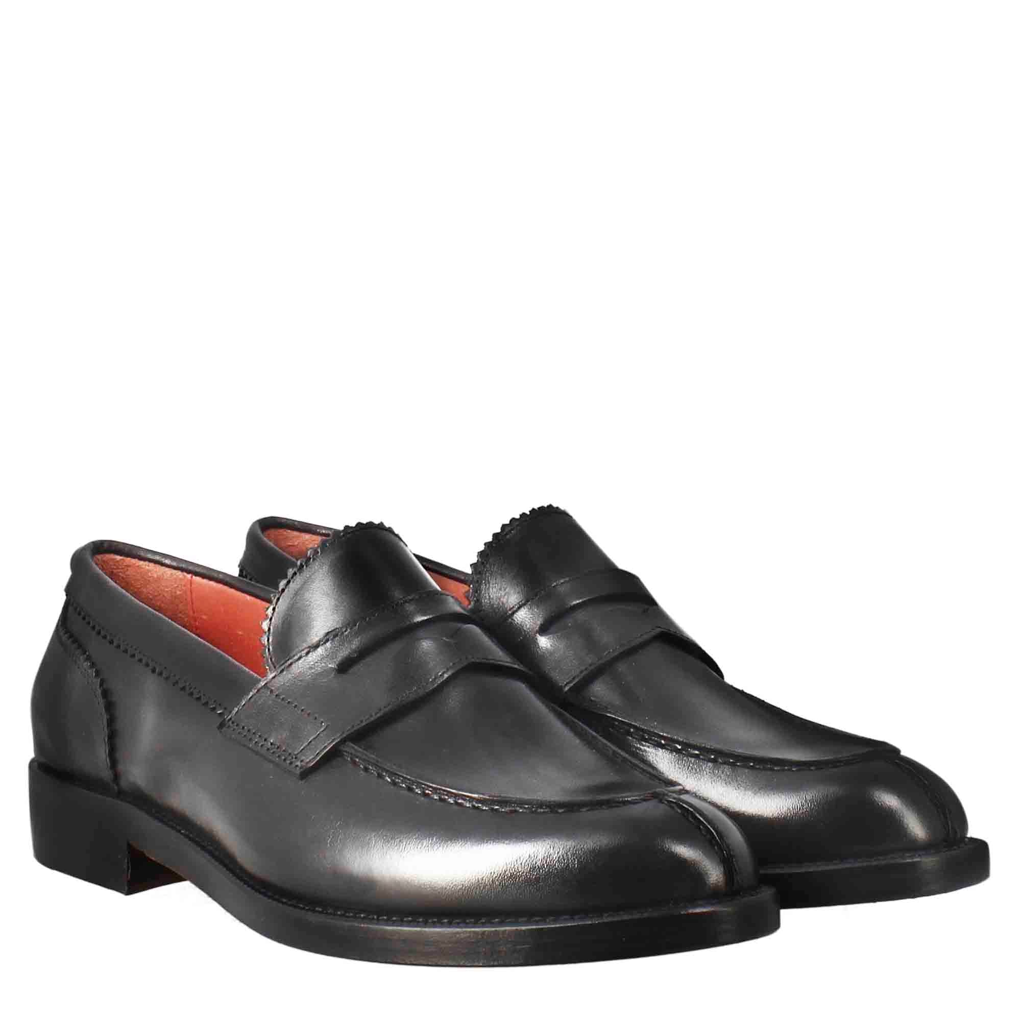 Mocassino da donna con bocca di leone in pelle nero - Image 8