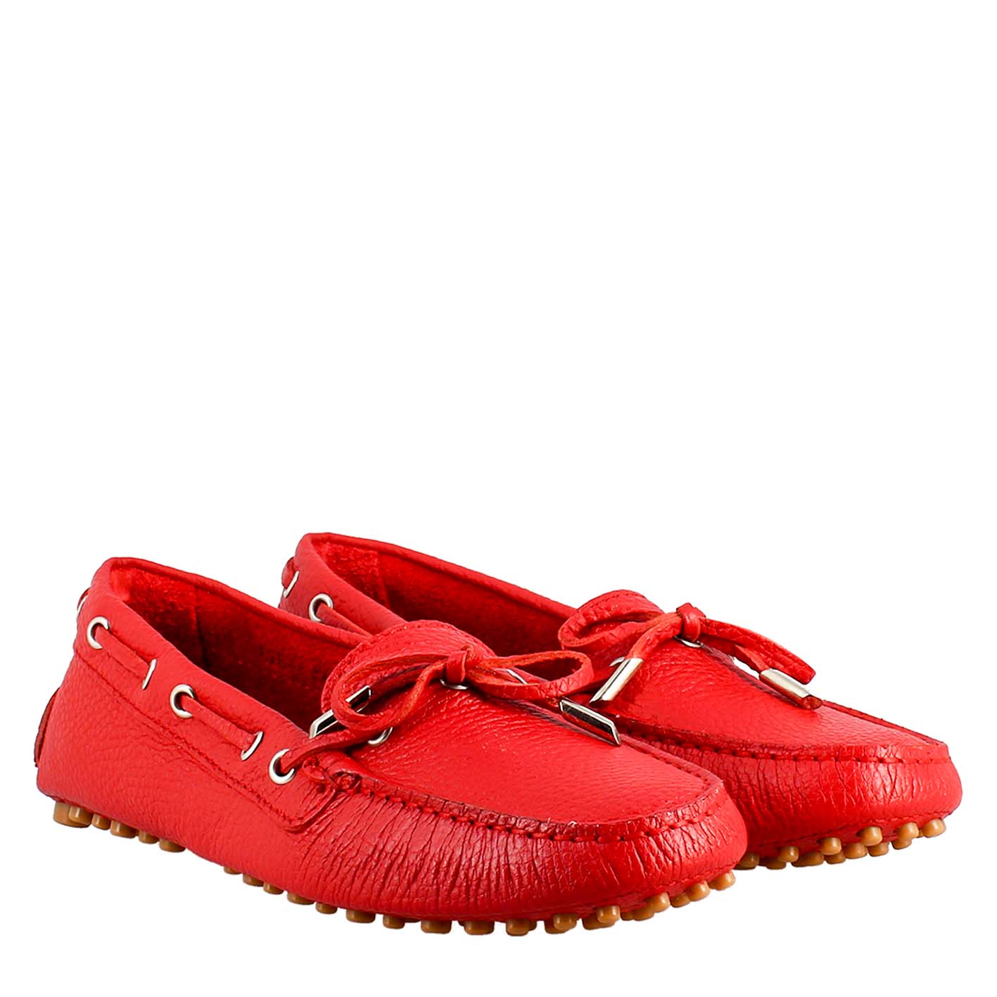 Mocassino da donna con lacci in pelle rosso - Image 5
