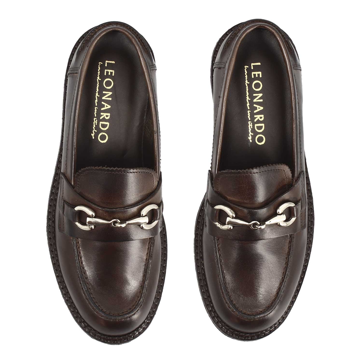 Mocassino da donna fondo robusto in pelle marrone scuro con fibbia - Image 4