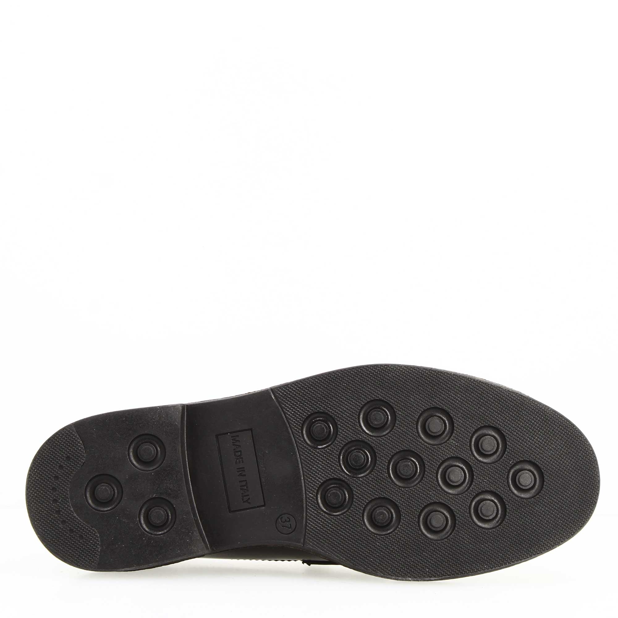 Mocassino da donna fondo robusto in pelle nera con frange - Image 4