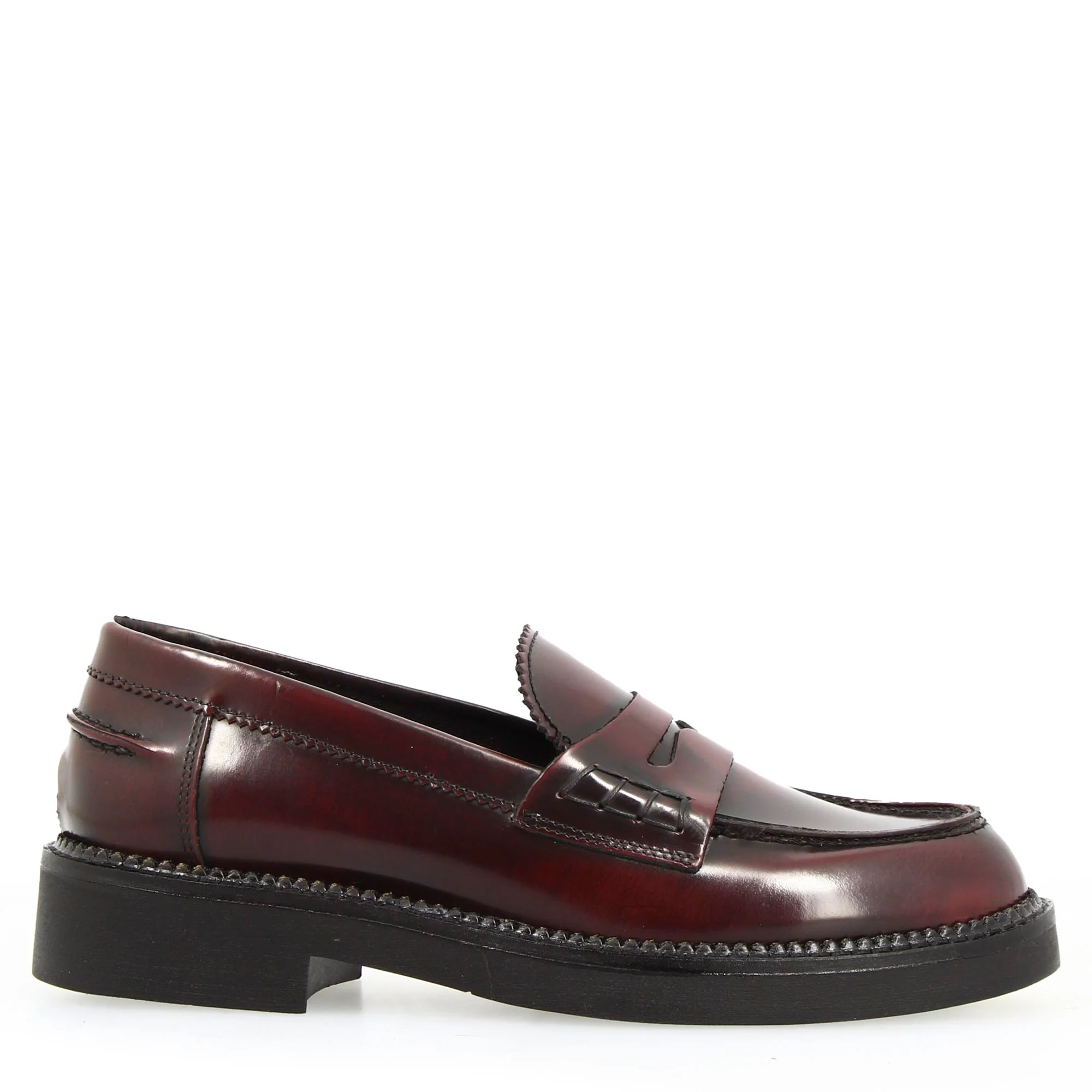 Mocassino da donna fondo robusto in pelle spazzolata bordeaux - Image 2