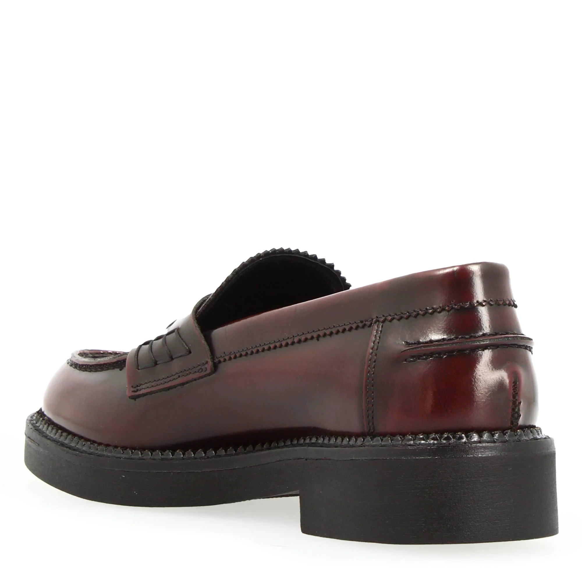 Mocassino da donna fondo robusto in pelle spazzolata bordeaux - Image 3